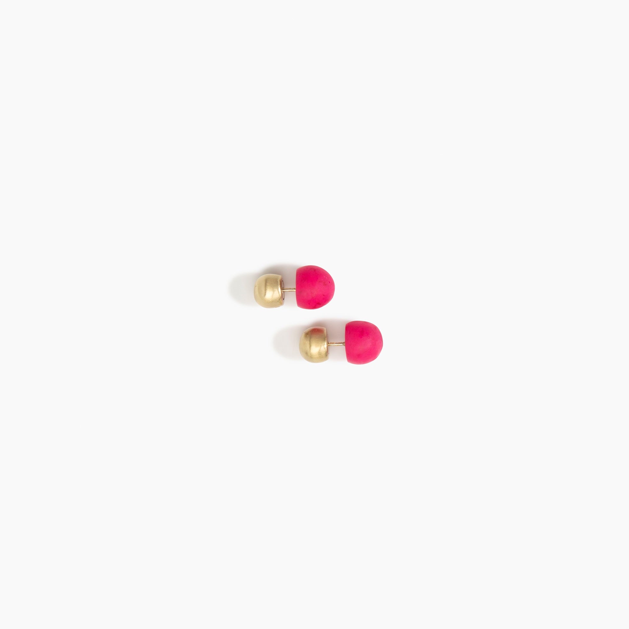 Dinosaur Designs Small Ball Stud Earrings in Flamingo Colour resin with Brushed Nano-Coated Brass Material..