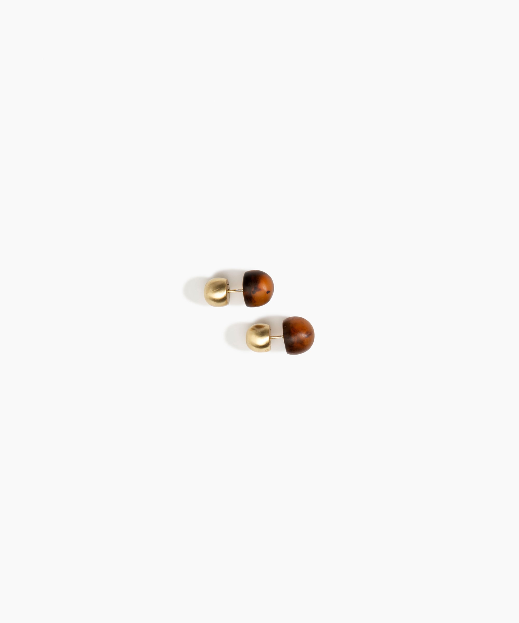 Dinosaur Designs Small Ball Stud Earrings in Tortoise Colour resin with Brushed Nano-Coated Brass Material..