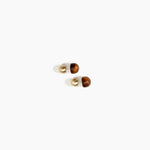 Dinosaur Designs Small Ball Stud Earrings in Tortoise Colour resin with Brushed Nano-Coated Brass Material.