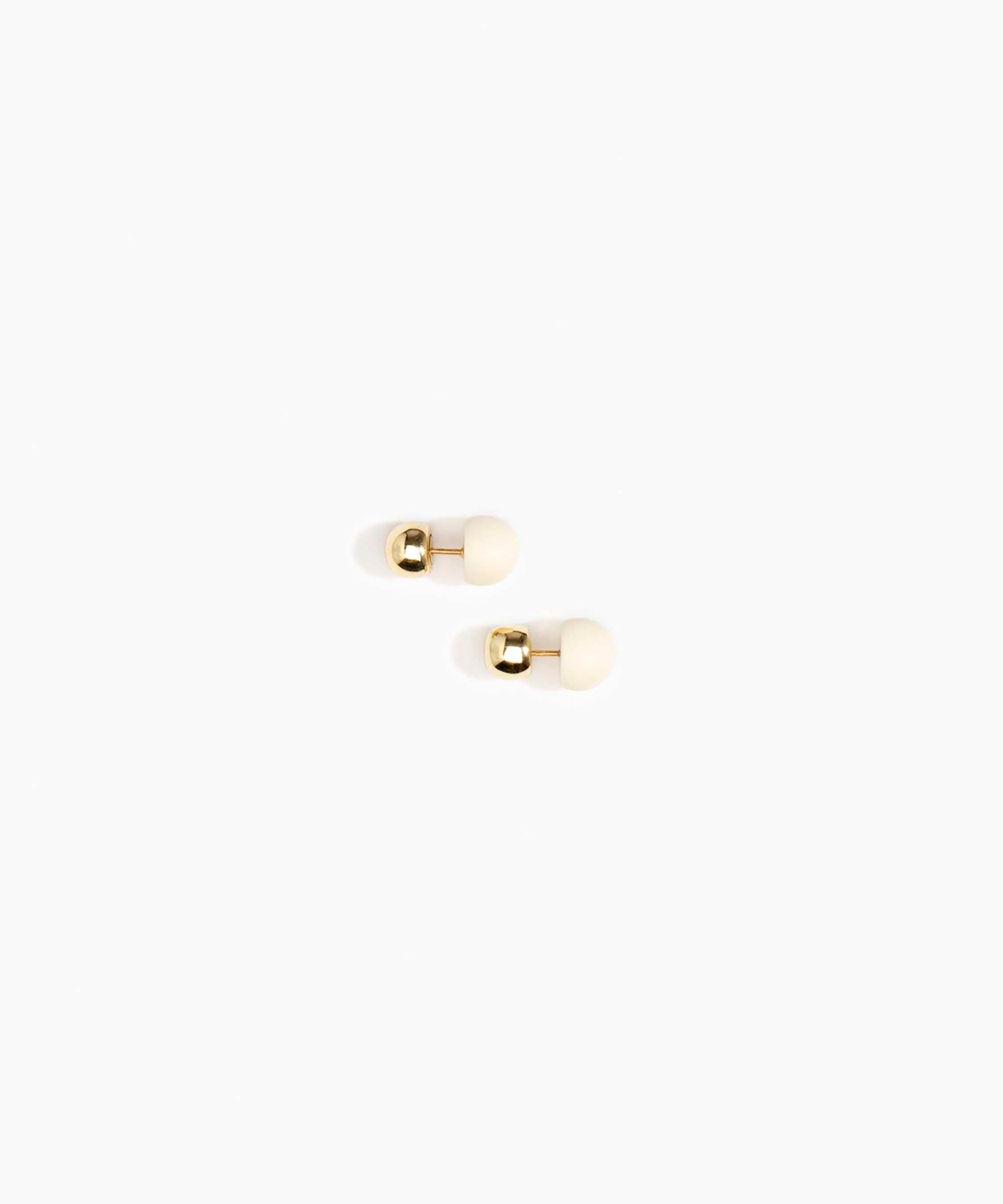 Dinosaur Designs Small Ball Stud Earrings in Cream Colour resin with Brushed Nano-Coated Brass Material