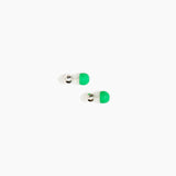 Dinosaur Designs Small Ball Stud Earrings in Leaf Colour resin with Silver-Plated Brass Material..