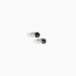 Dinosaur Designs Small Ball Stud Earrings in Black Marble Colour resin with Brushed Silver-Plated Brass Material.