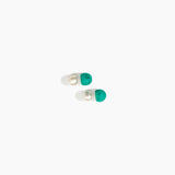 Dinosaur Designs Small Ball Stud Earrings in Mineral Swirl Colour resin with Brushed Silver-Plated Brass Material..