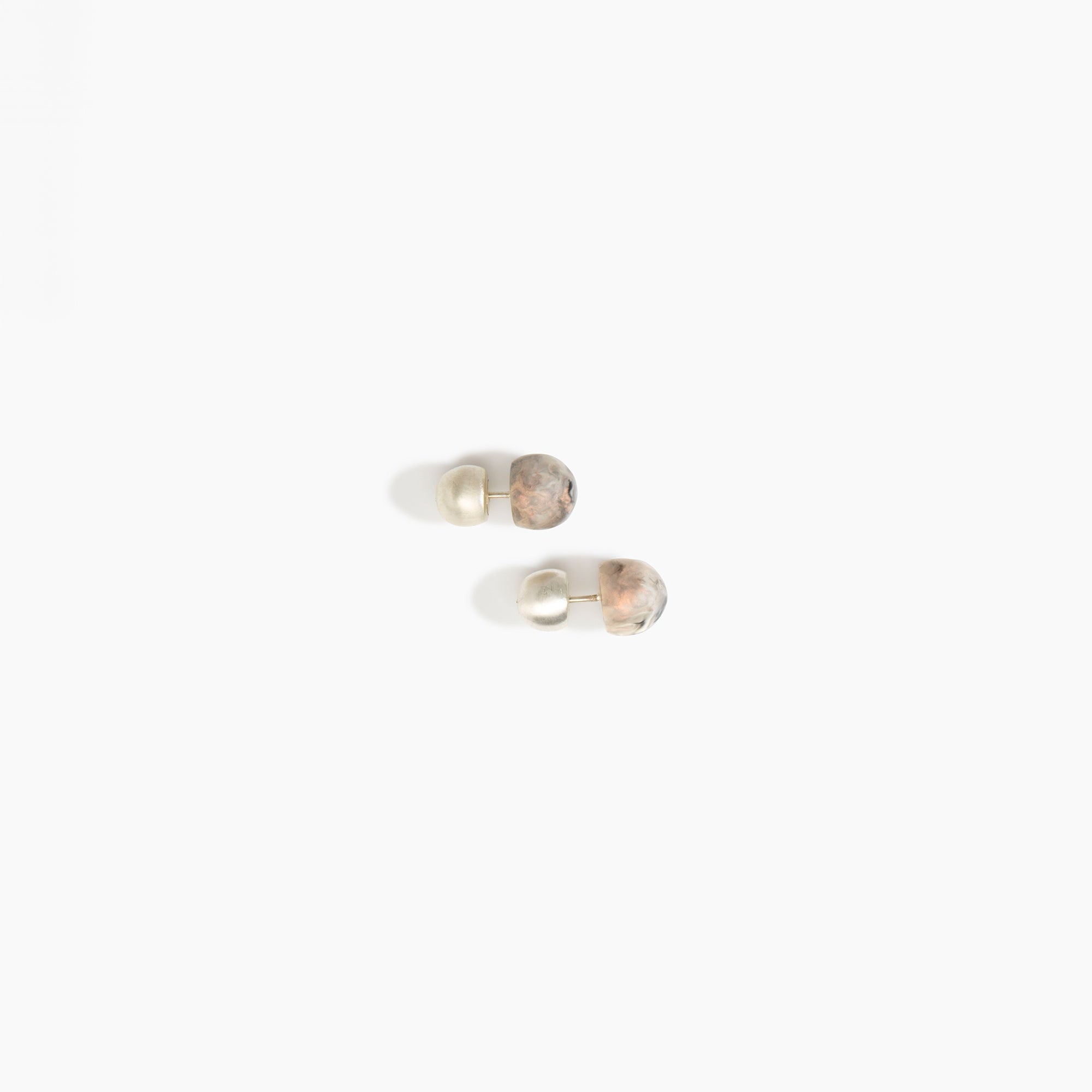 Dinosaur Designs Small Ball Stud Earrings in Sandy Pearl Colour resin with Silver-Plated Brass Material..
