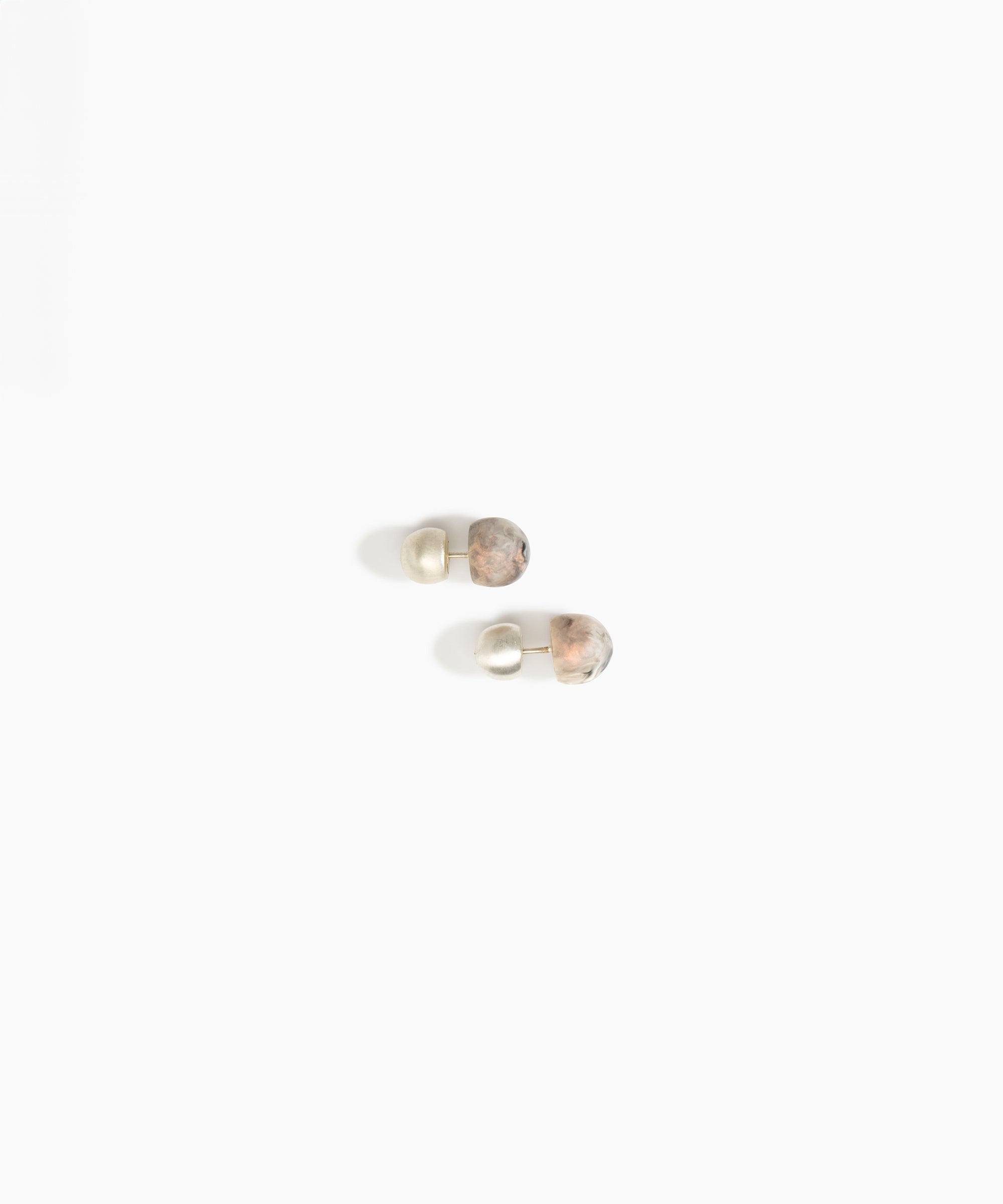 Dinosaur Designs Small Ball Stud Earrings in Sandy Pearl Colour resin with Silver-Plated Brass Material..