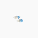Dinosaur Designs Small Ball Stud Earrings in Sky Colour resin with Brushed Silver-Plated Brass Material..