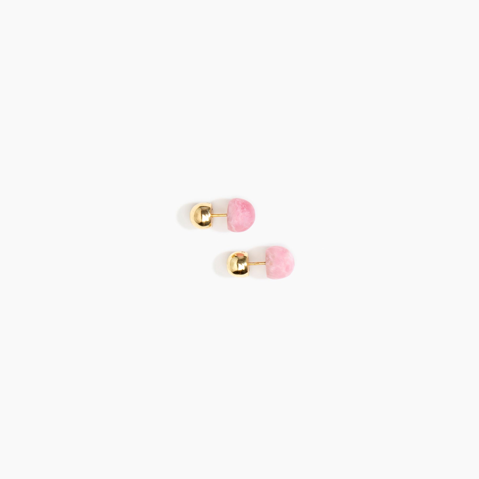 Dinosaur Designs Small Ball Stud Earrings in Shell Pink Colour resin with Nano-Coated Brass Material..