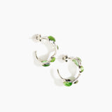 Dinosaur Designs Watercolour Hoop Earrings in Clear Grass Colour resin with Silver-Plated Brass Material
