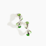 Dinosaur Designs Watercolour silver-plated brass hoop earrings with Grass green coloured glass beads..