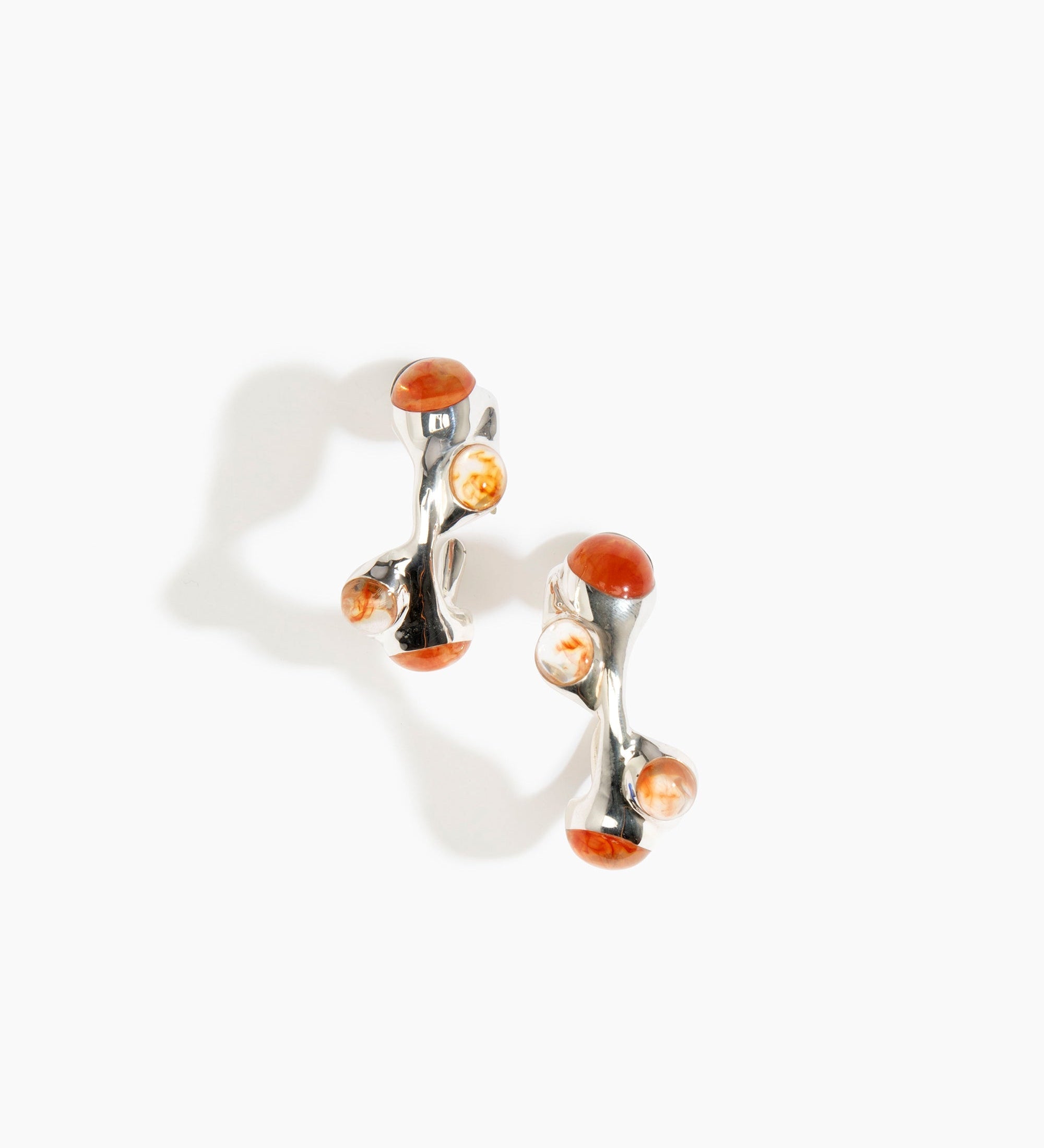 Dinosaur Designs Watercolour silver-plated brass hoop earrings with Strawberry red coloured glass beads.