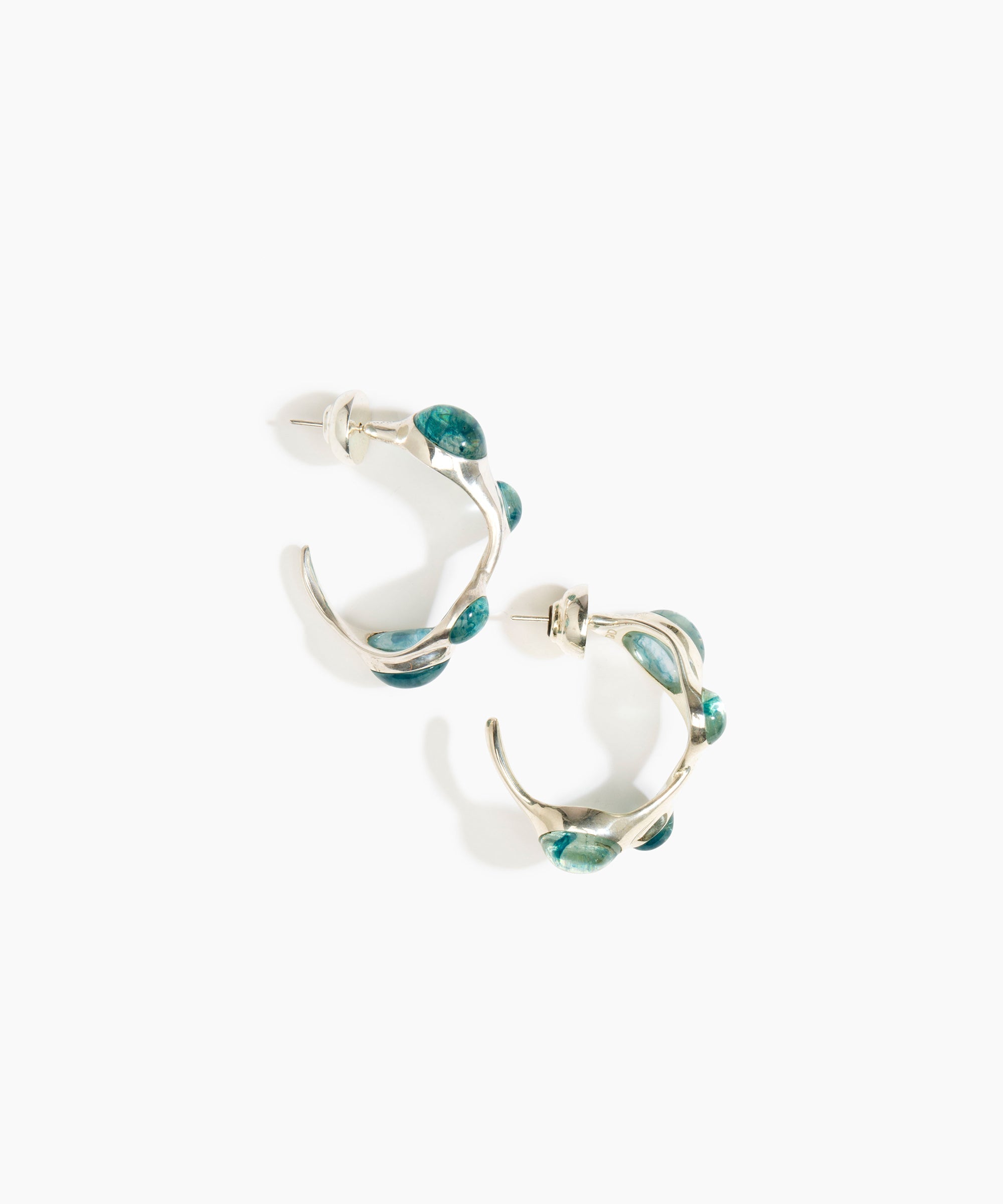 Dinosaur Designs Watercolour Hoop Earrings in Clear Water Colour resin with Silver-Plated Brass Material