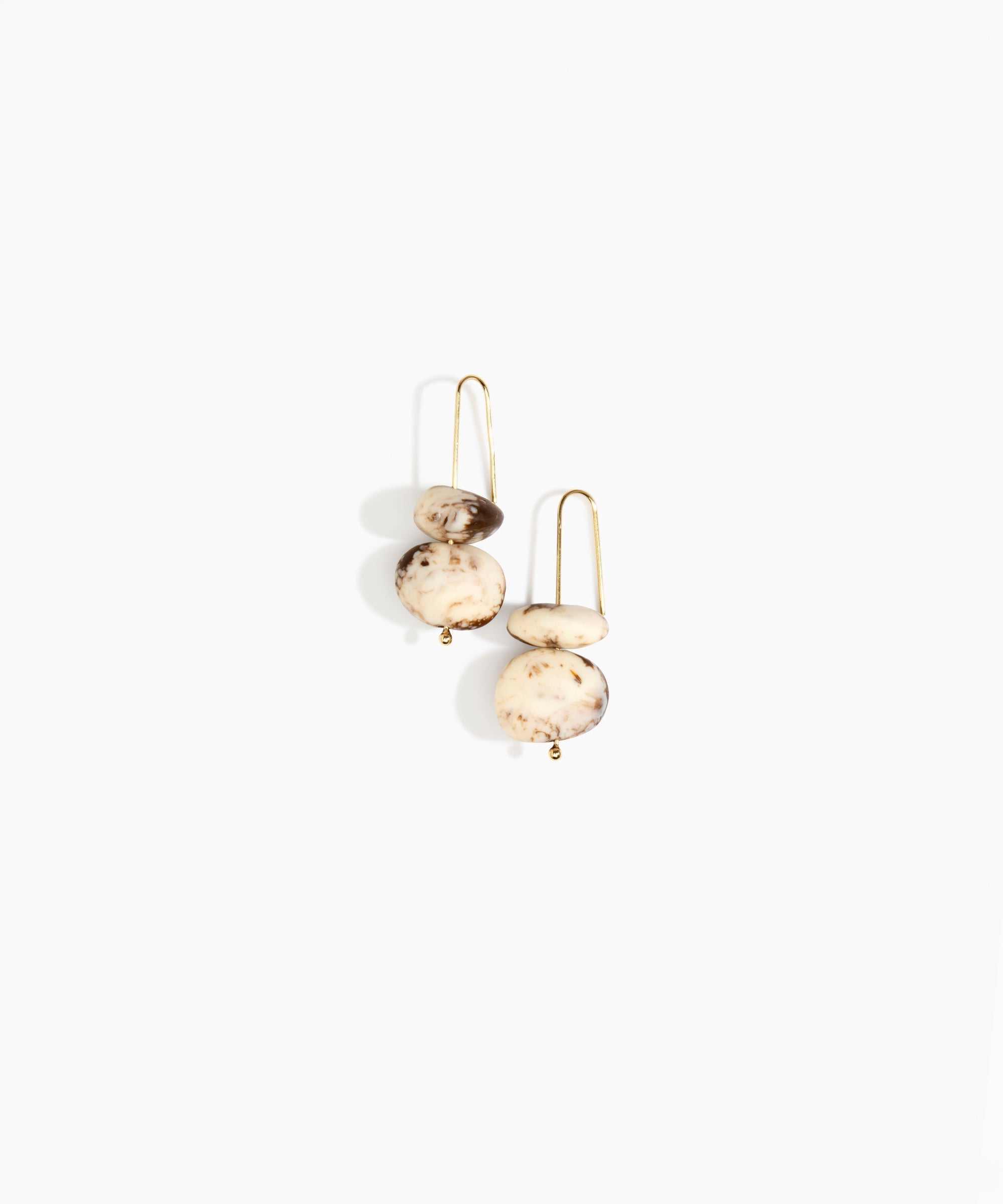 Dinosaur Designs Temple Earth Wire Earrings in Cappuccino Colour resin with Gold-Filled Material