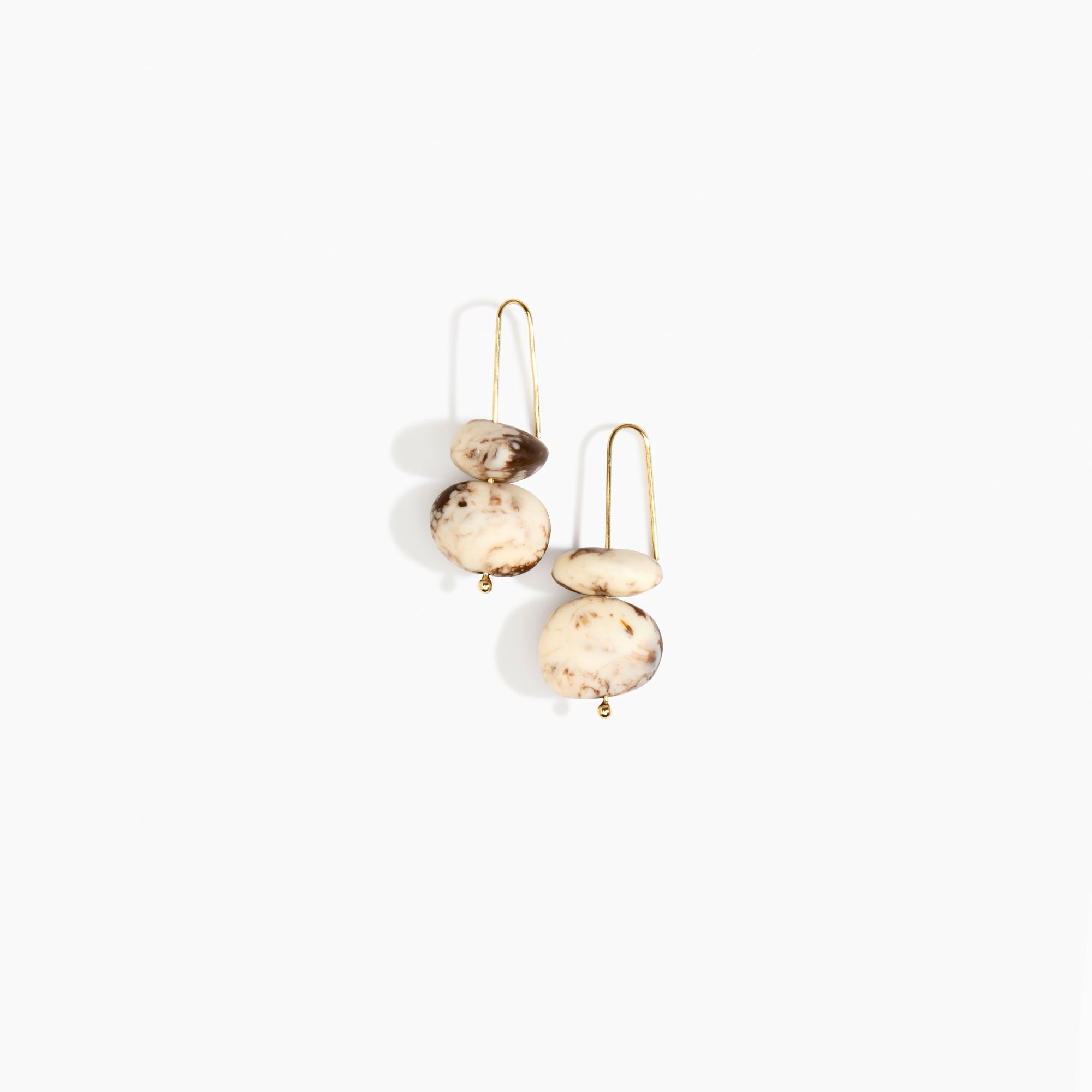 Dinosaur Designs Temple Earth Wire Earrings in Cappuccino Colour resin with Gold-Filled Material.