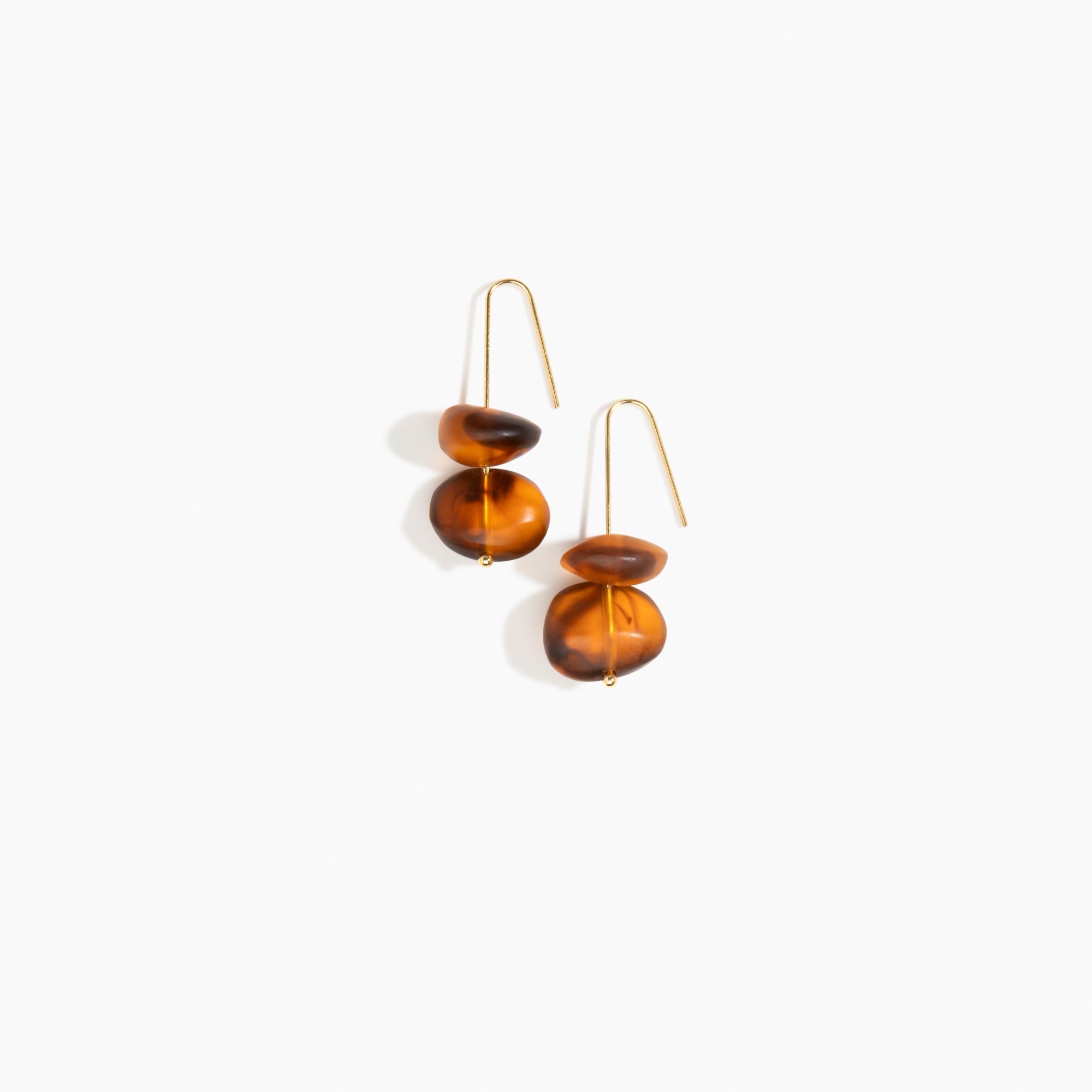 Dinosaur Designs Temple Earth Wire Earrings in Tortoise Colour resin with Gold-Filled Material.