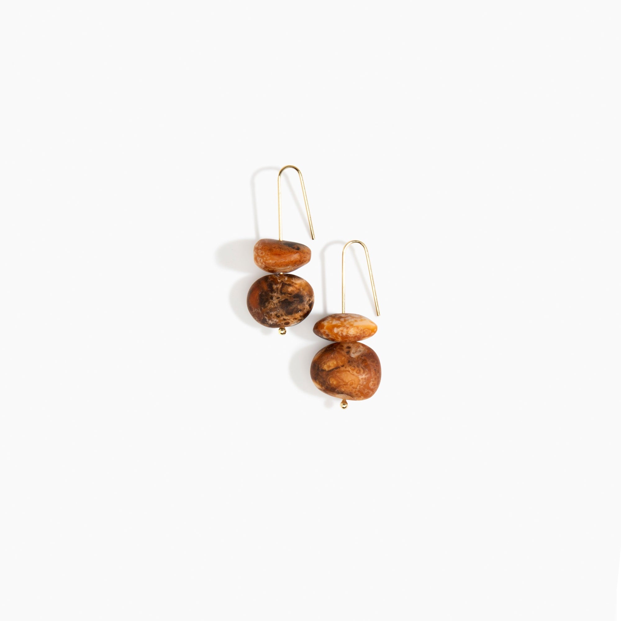 Dinosaur Designs Temple Earth Wire Earrings in Dark Horn Colour resin with Gold-Filled Material.
