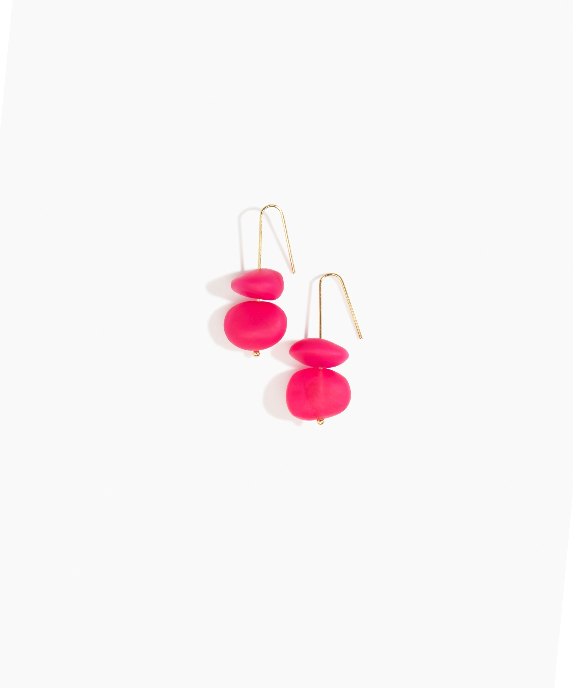 Dinosaur Designs Temple Earth Wire Earrings in Flamingo Colour resin with Gold-Filled Material