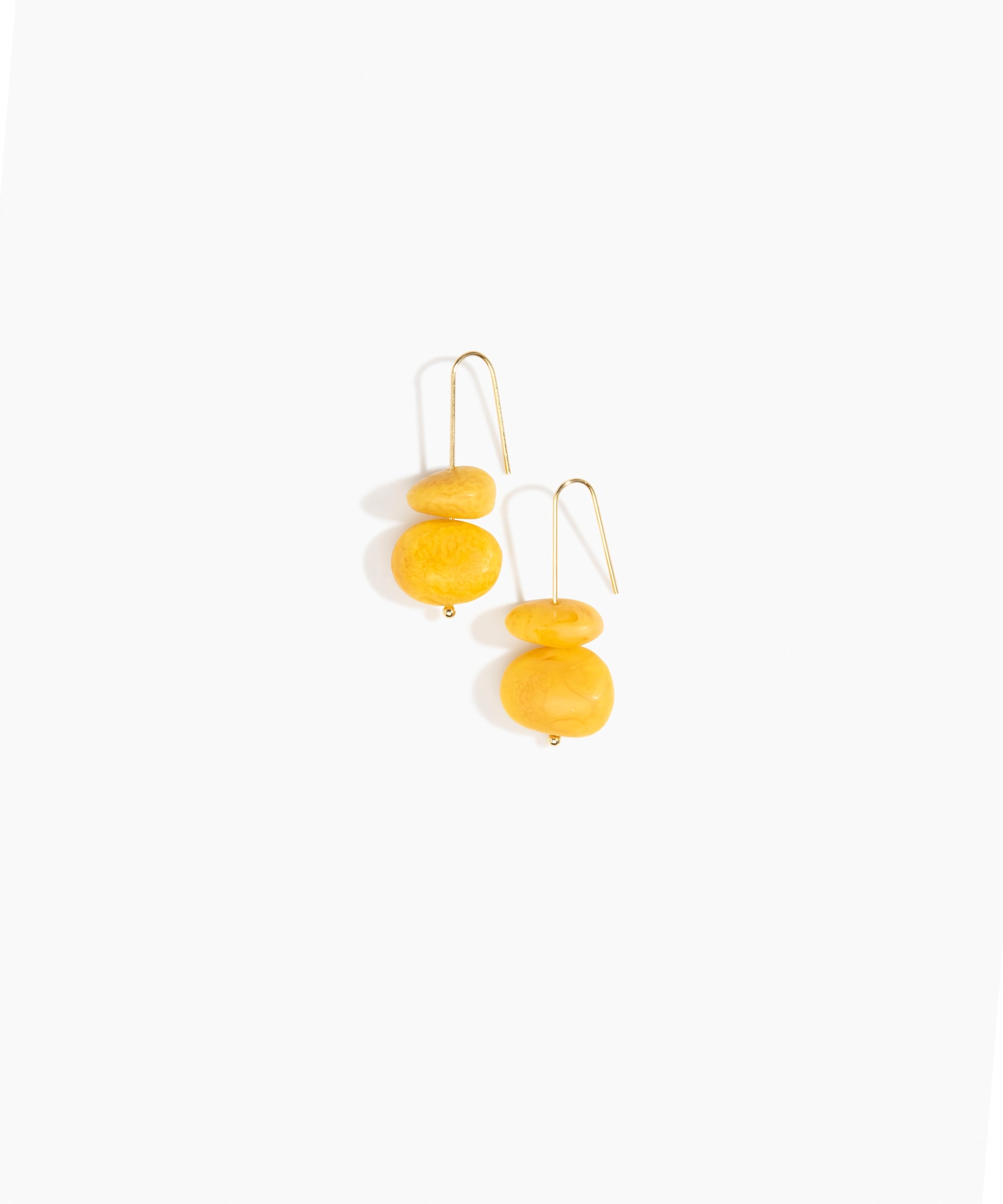 Dinosaur Designs Temple Earth Wire Earrings in Honeycomb Colour resin with Gold-Filled Material..