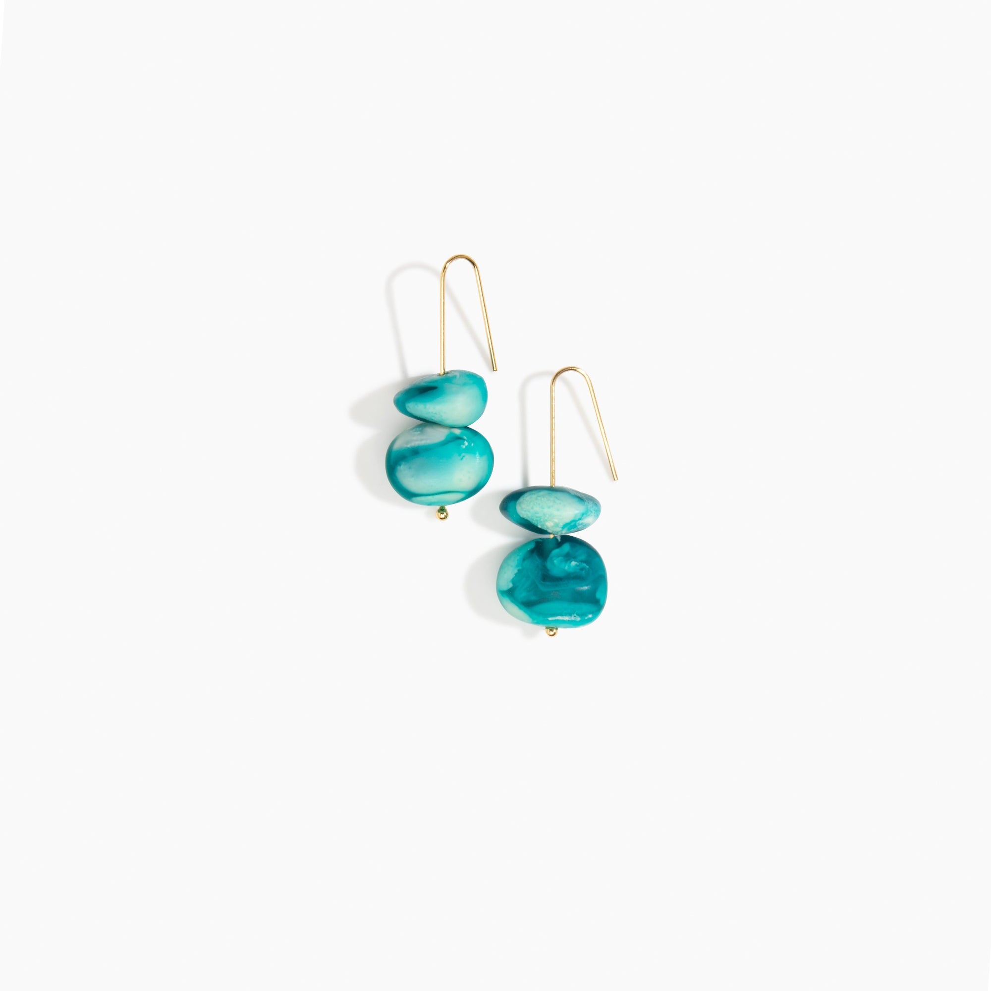 Dinosaur Designs Temple Earth Wire Earrings in Lagoon Colour resin with Gold-Filled Material.