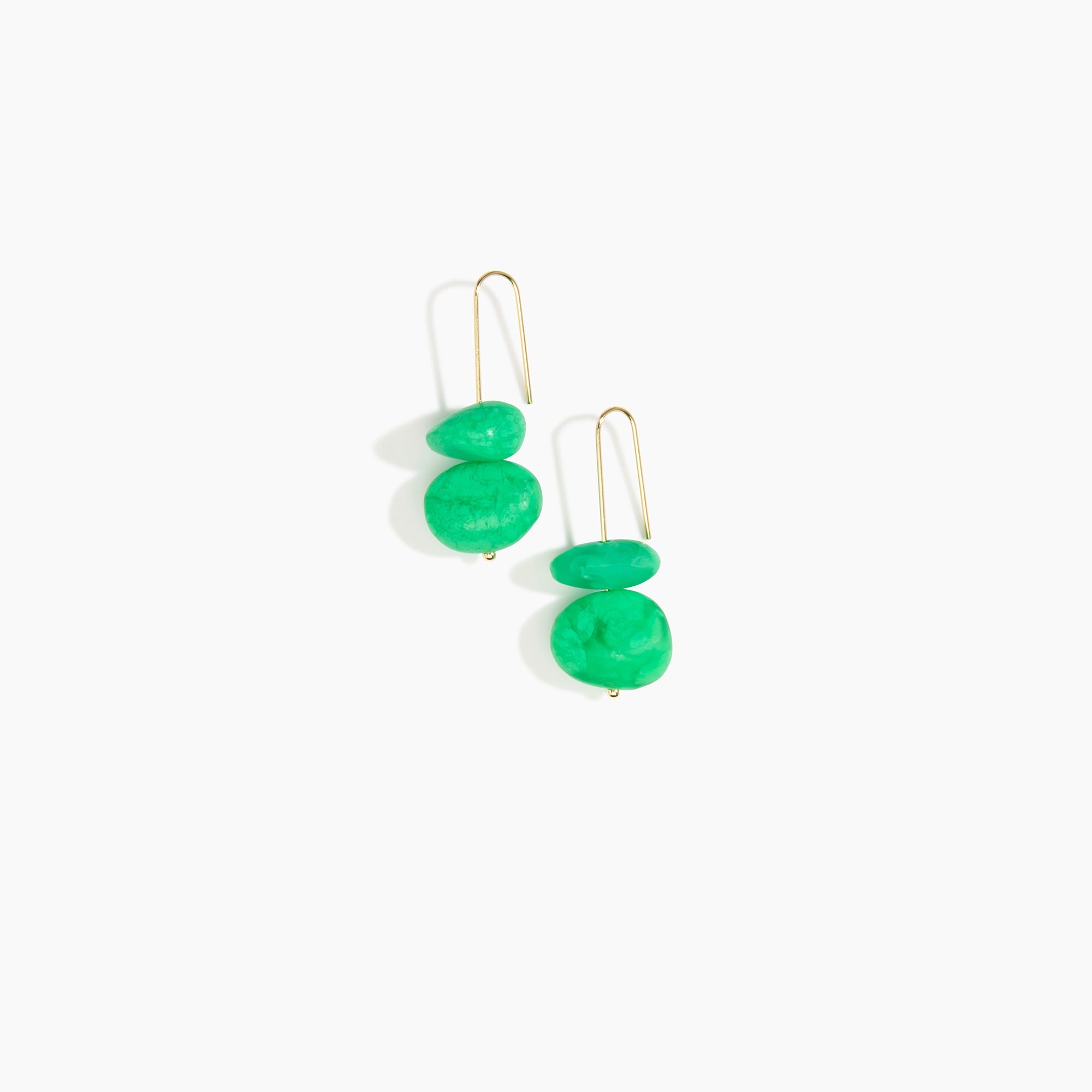 Dinosaur Designs Temple Earth Wire Earrings in Leaf Colour resin with Gold-Filled Material.