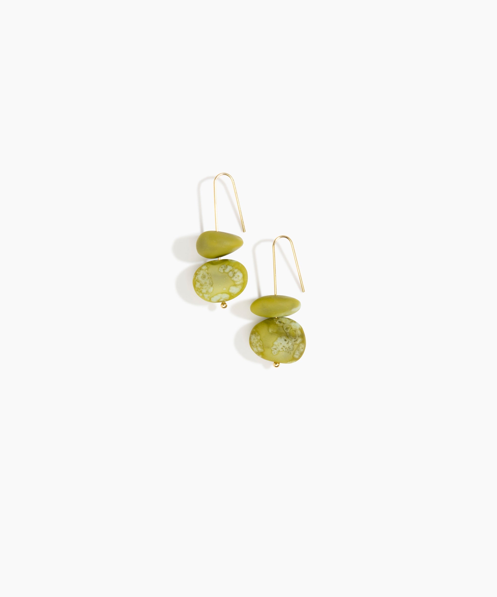 Dinosaur Designs Temple Earth Wire Earrings in Malachite Colour resin with Gold-Filled Material..
