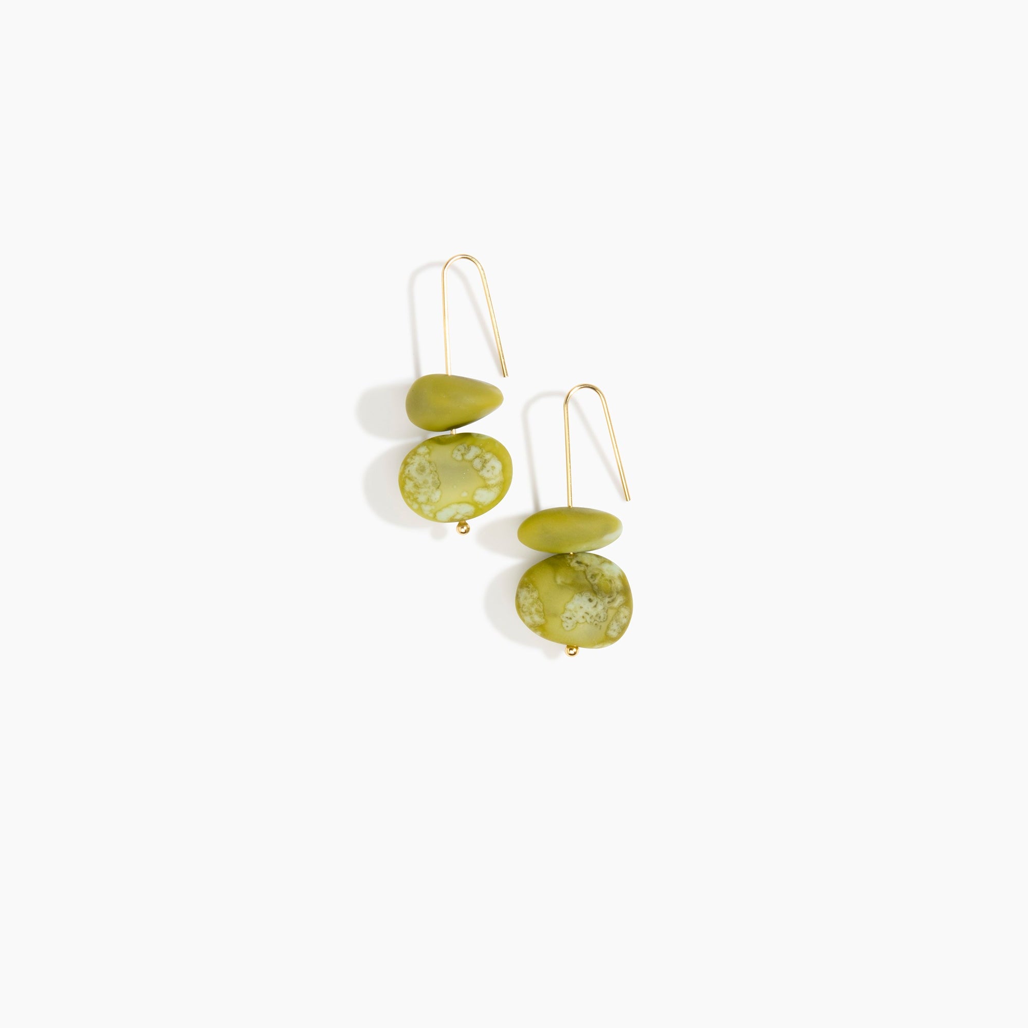 Dinosaur Designs Temple Earth Wire Earrings in Malachite Colour resin with Gold-Filled Material.