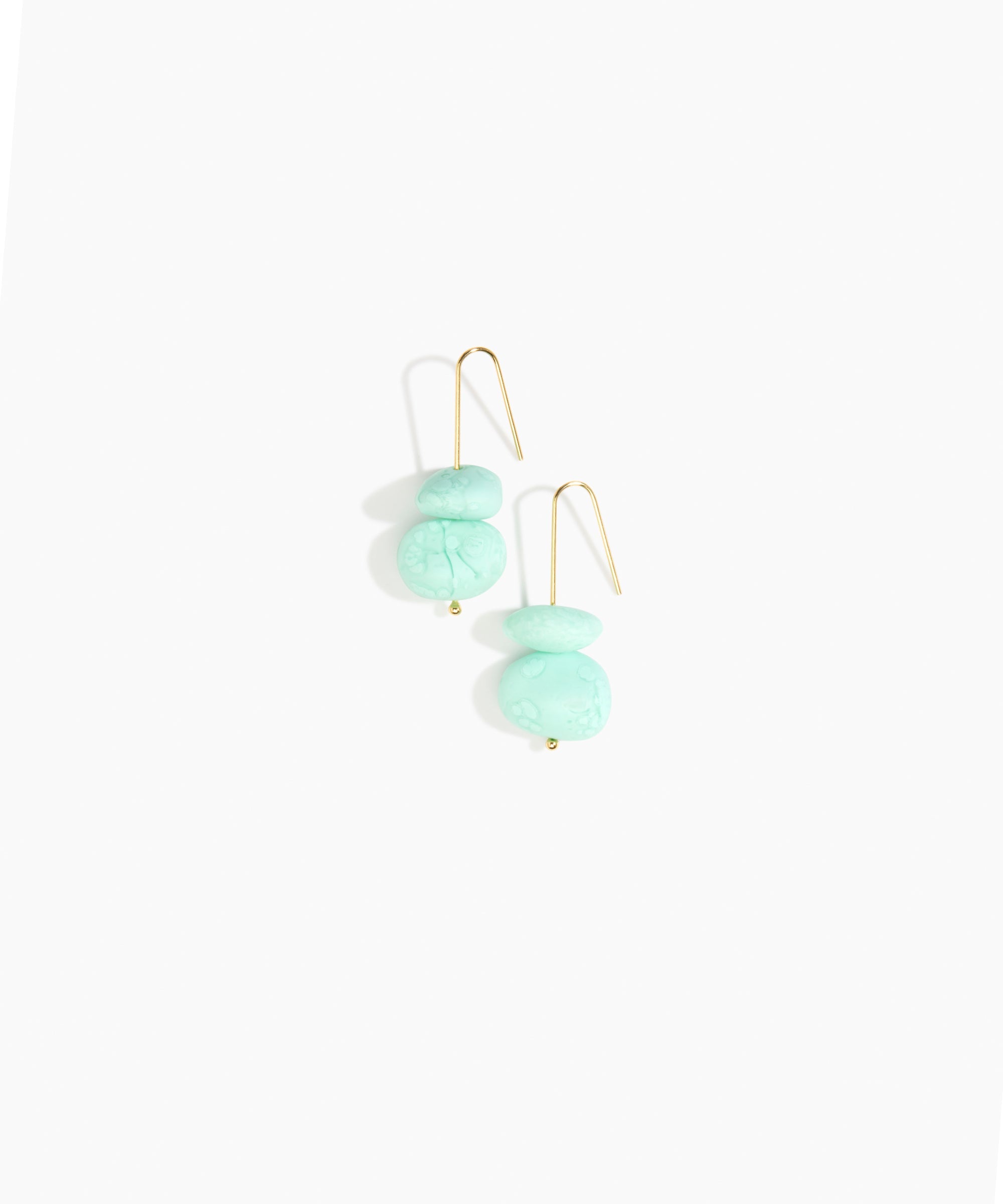 Dinosaur Designs Temple Earth Wire Earrings in Mint Colour resin with Gold-Filled Material..