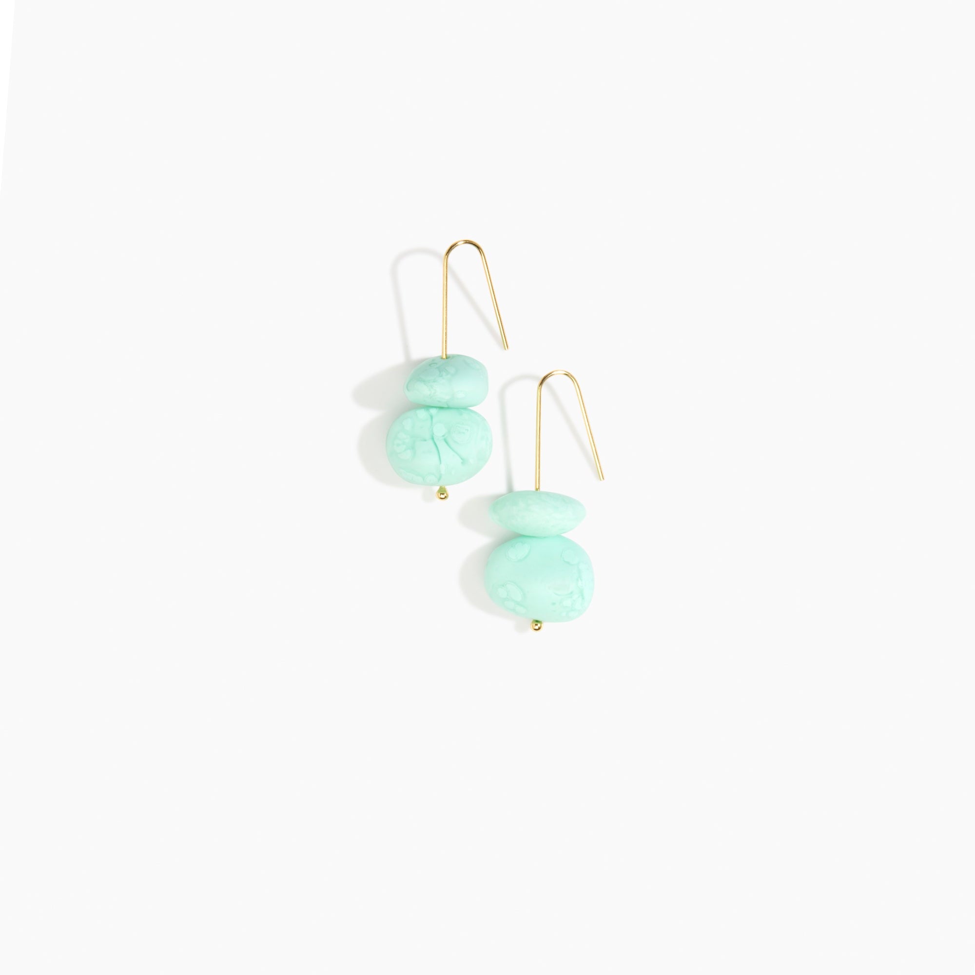 Dinosaur Designs Temple Earth Wire Earrings in Mint Colour resin with Gold-Filled Material.