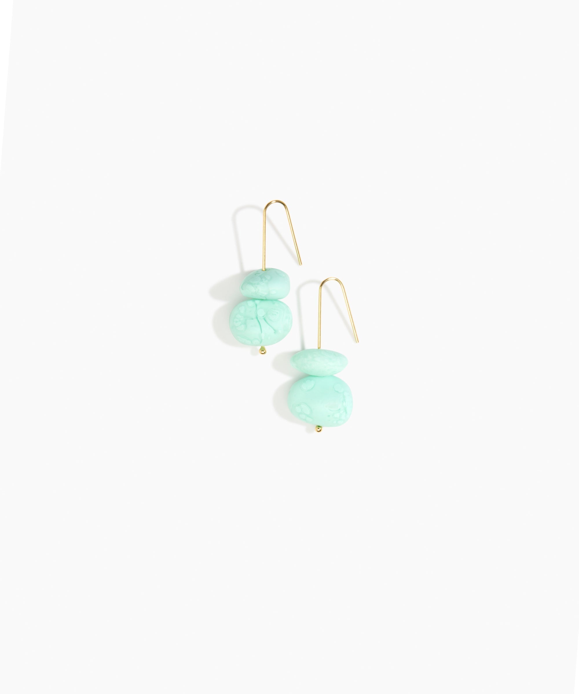 Dinosaur Designs Temple Earth Wire Earrings in Mint Colour resin with Gold-Filled Material