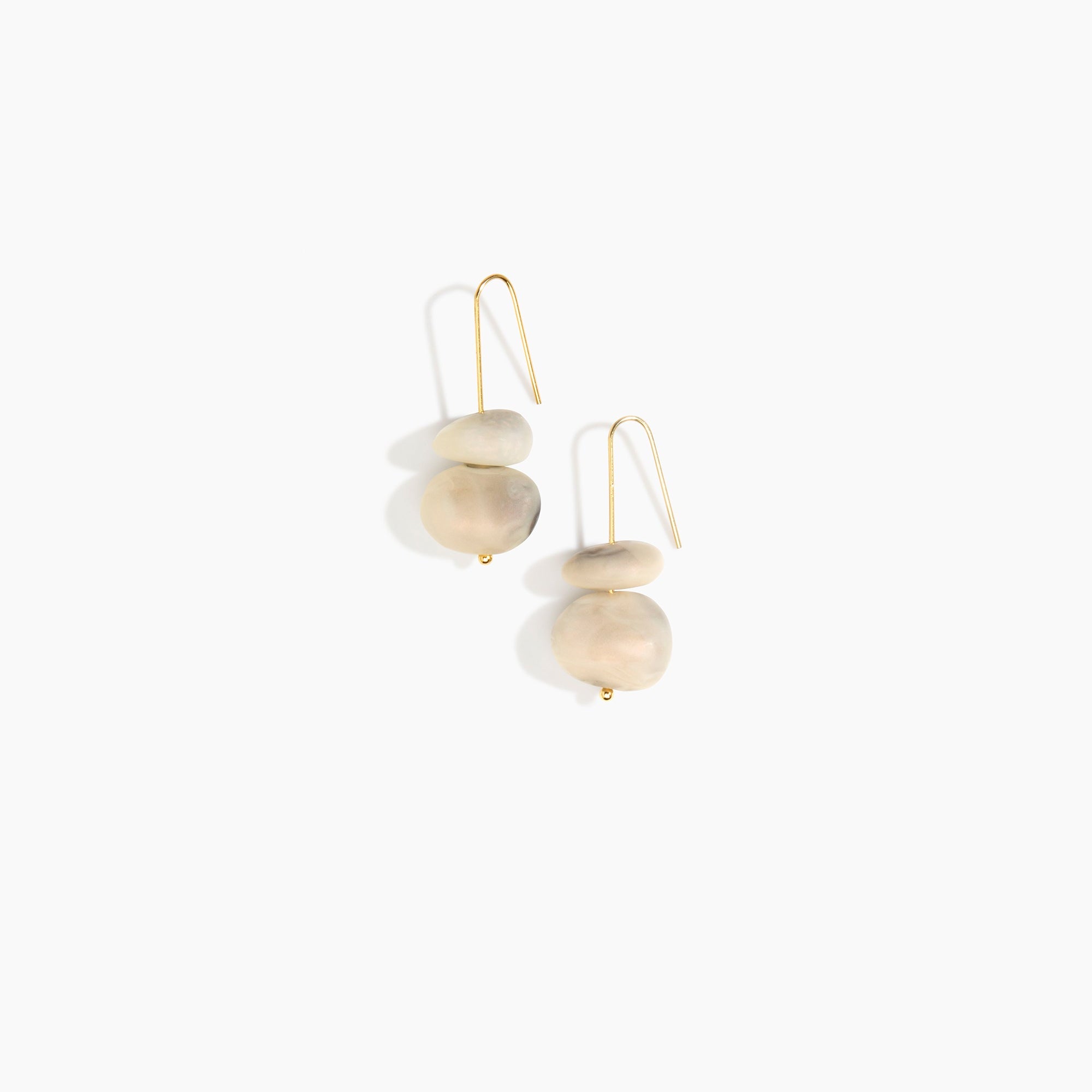Dinosaur Designs Temple Earth Wire Earrings in Sandy Pearl Colour resin with Gold-Filled Material.