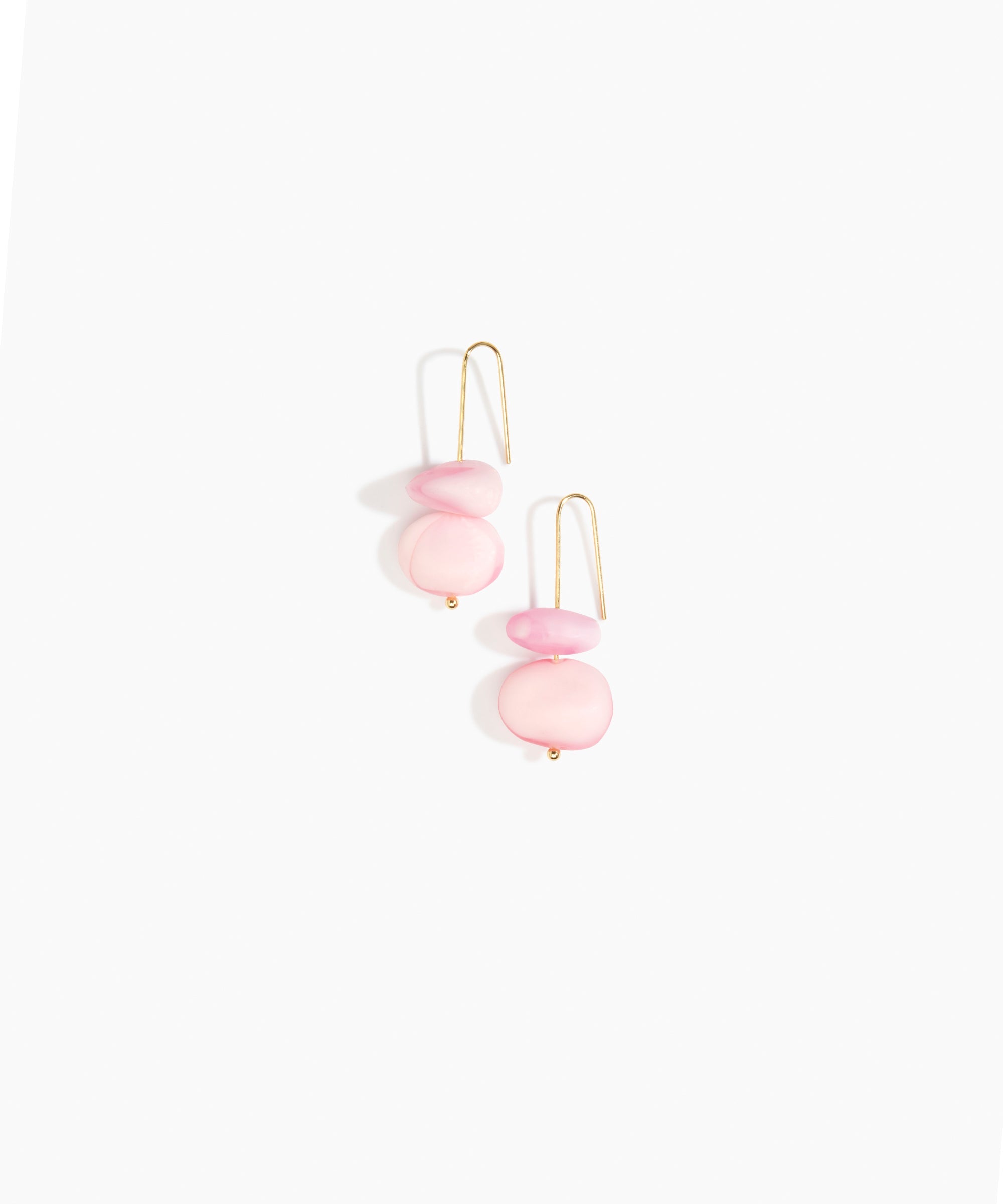 Dinosaur Designs Temple Earth Wire Earrings in Shell Pink Colour resin with Gold-Filled Material..