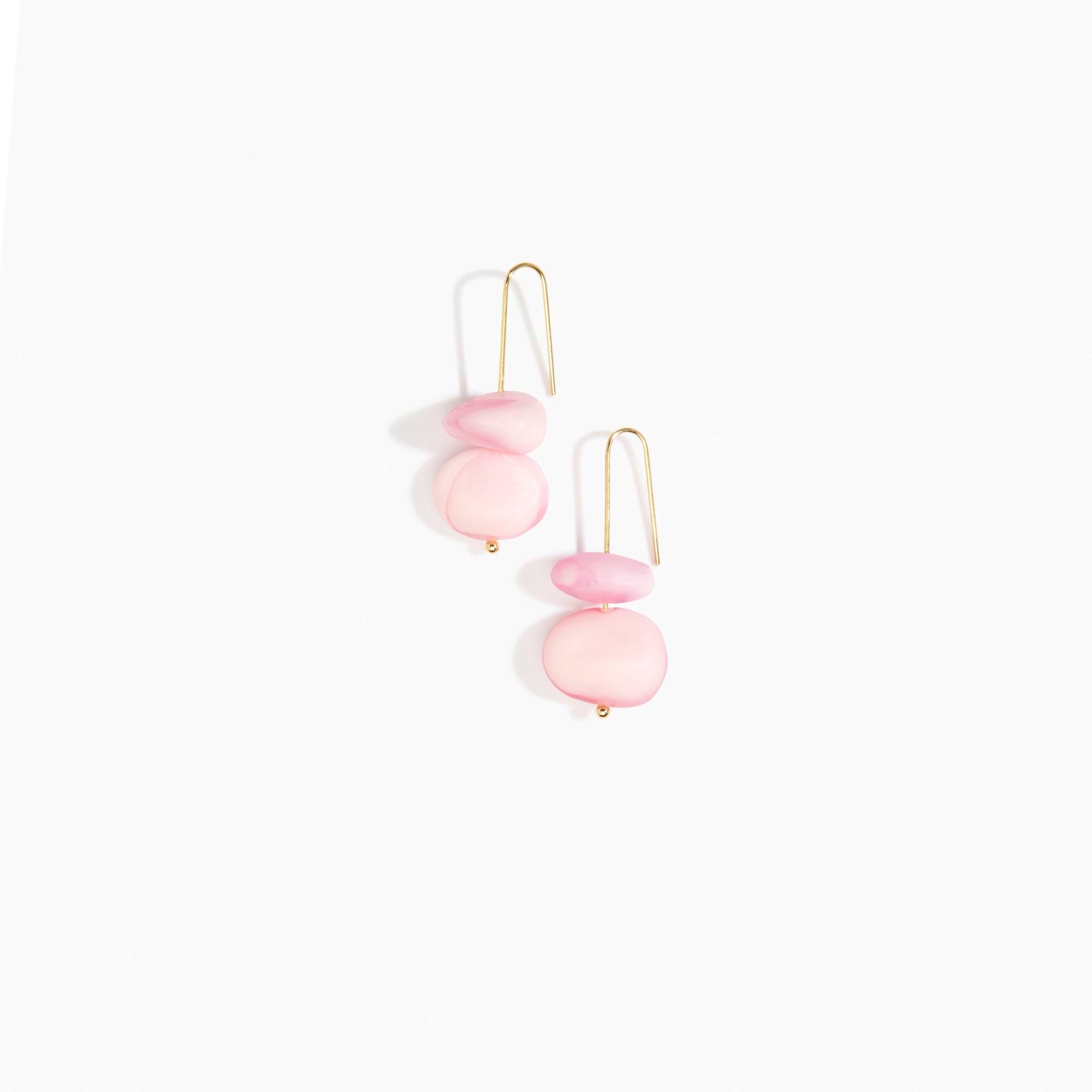 Dinosaur Designs Temple Earth Wire Earrings in Shell Pink Colour resin with Gold-Filled Material.