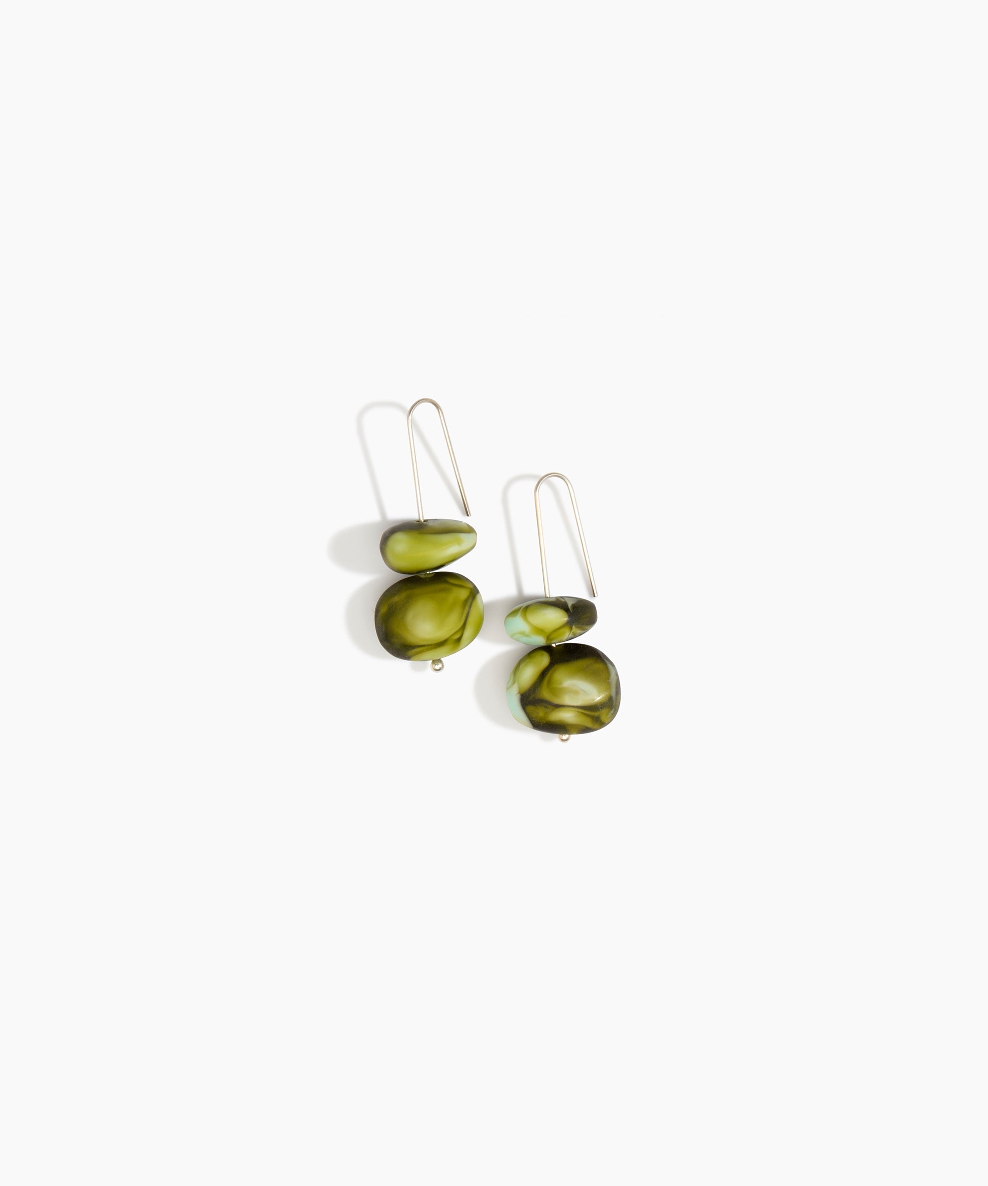 Dinosaur Designs Temple Earth Wire Earrings in Malachite Colour resin with 925 Sterling Silver Material