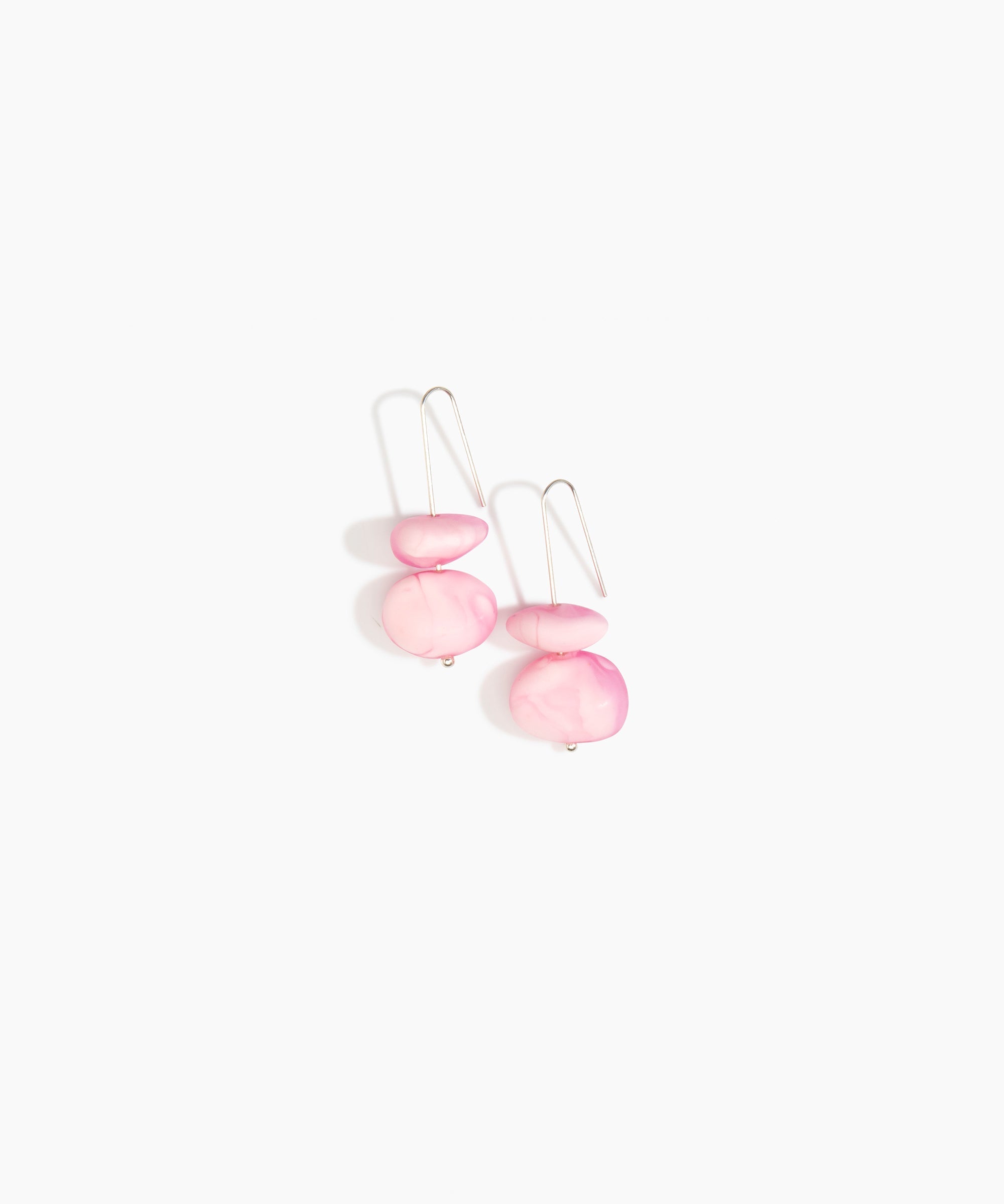 Dinosaur Designs Temple Earth Wire Earrings in Shell Pink Colour resin with 925 Sterling Silver Material