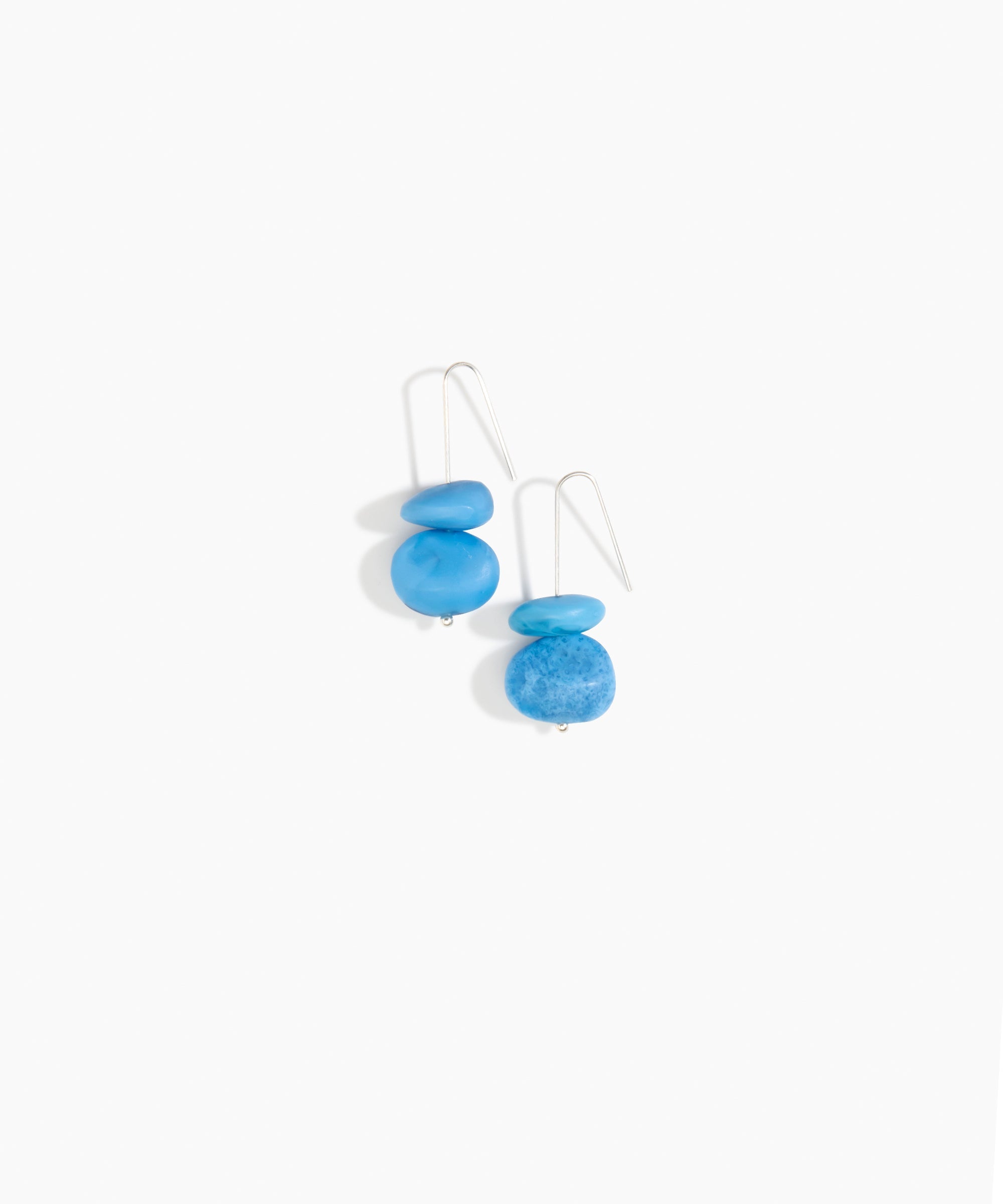 Dinosaur Designs Temple Earth Wire Earrings in Sky Colour resin with 925 Sterling Silver Material..