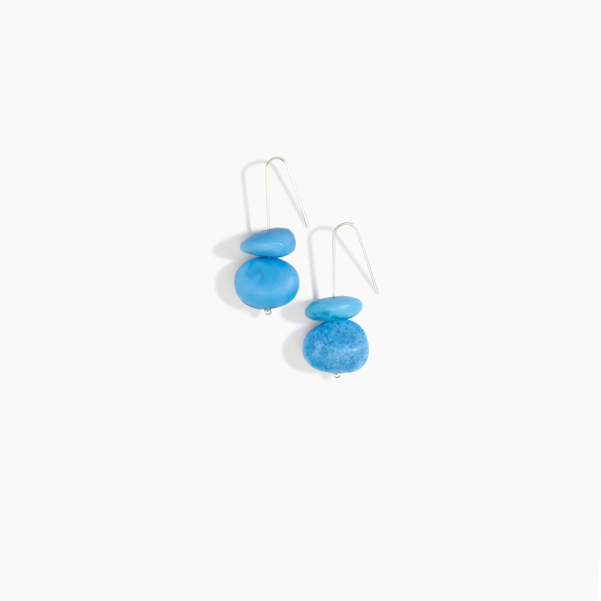 Dinosaur Designs Temple Earth Wire Earrings in Sky Colour resin with 925 Sterling Silver Material.