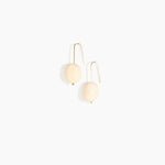 Dinosaur Designs Earth Wire Earrings in Cream Colour resin with Gold-Filled Material