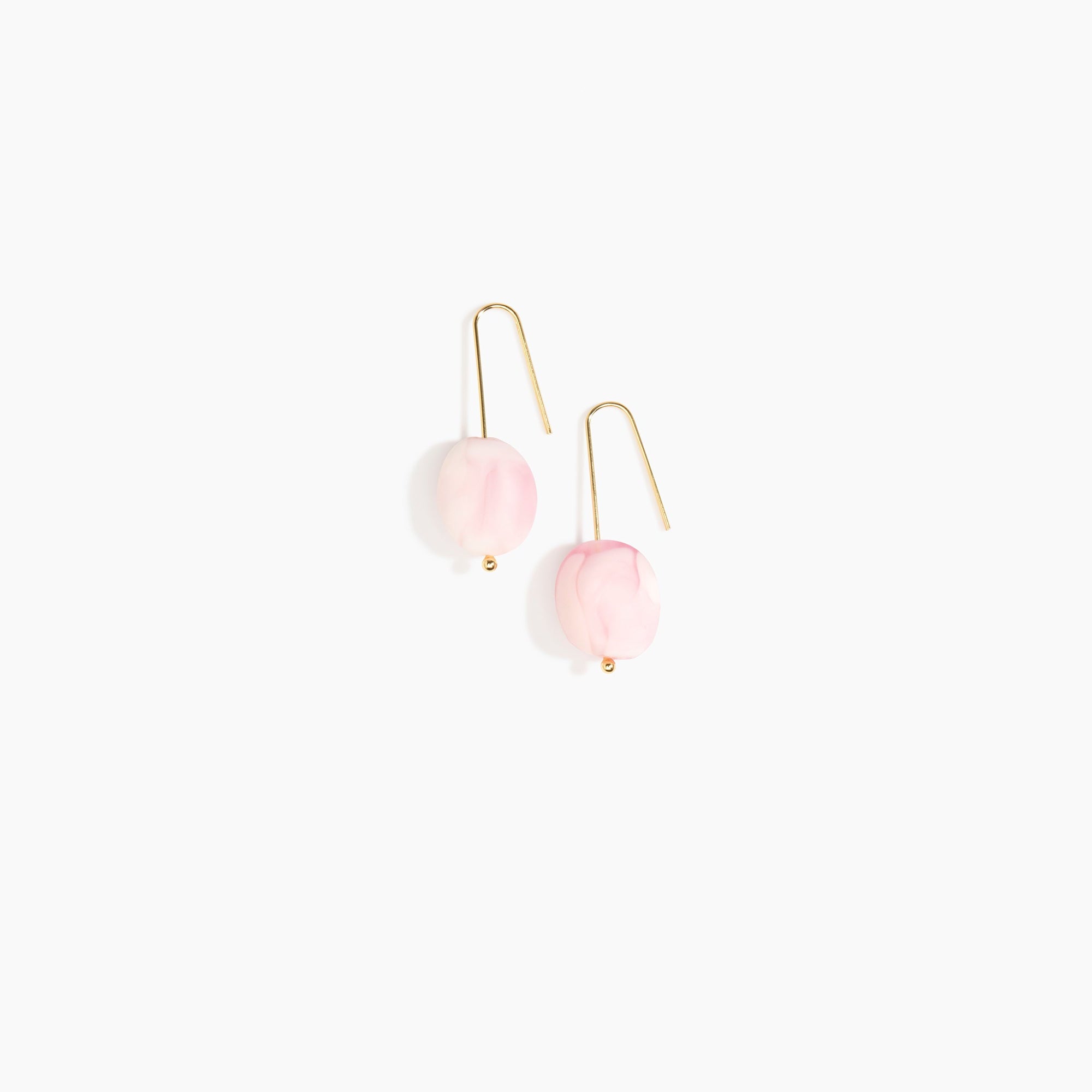 Dinosaur Designs Earth Wire Earrings in Shell Pink Colour resin with Gold-Filled Material.