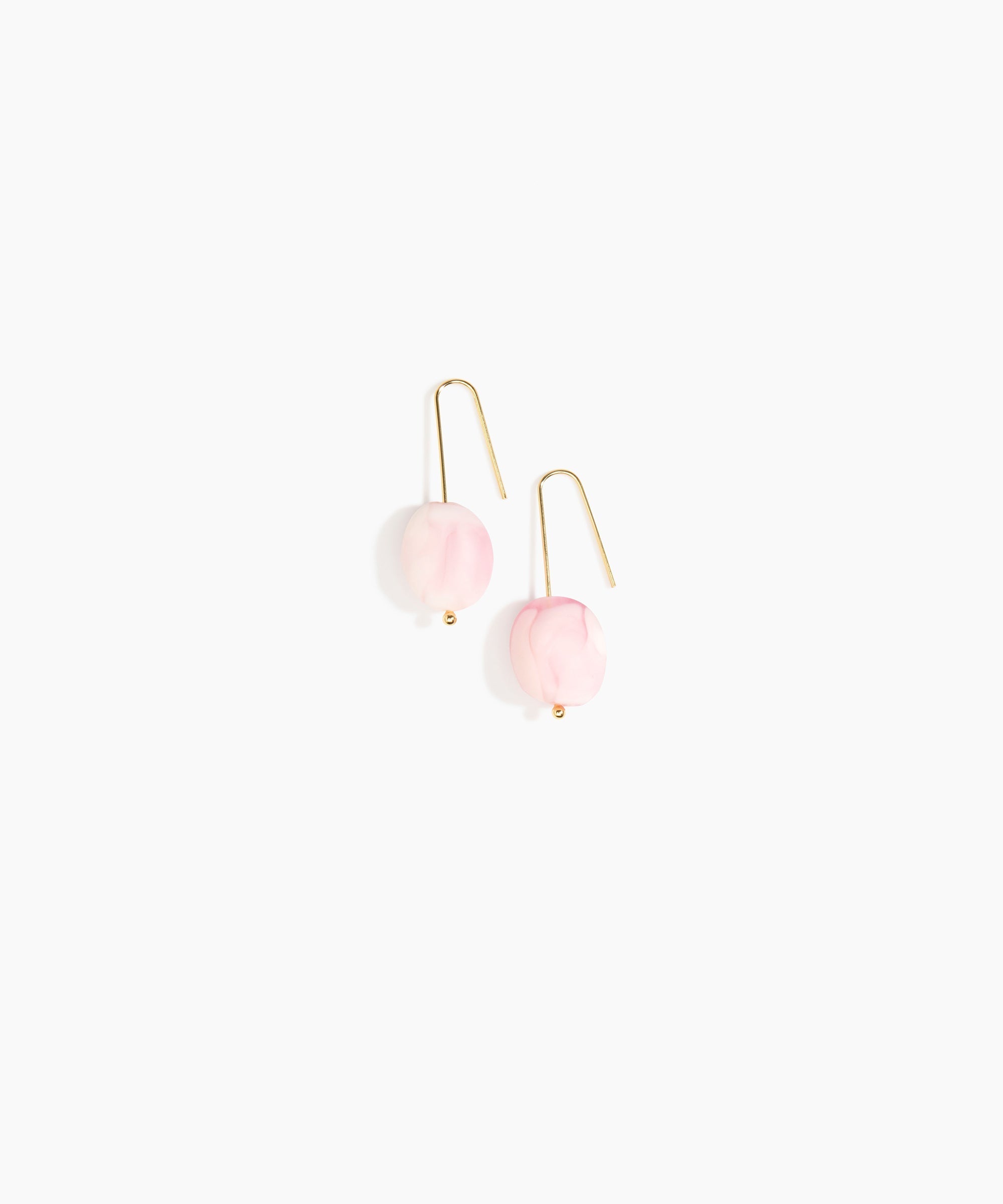 Dinosaur Designs Earth Wire Earrings in Shell Pink Colour resin with Gold-Filled Material