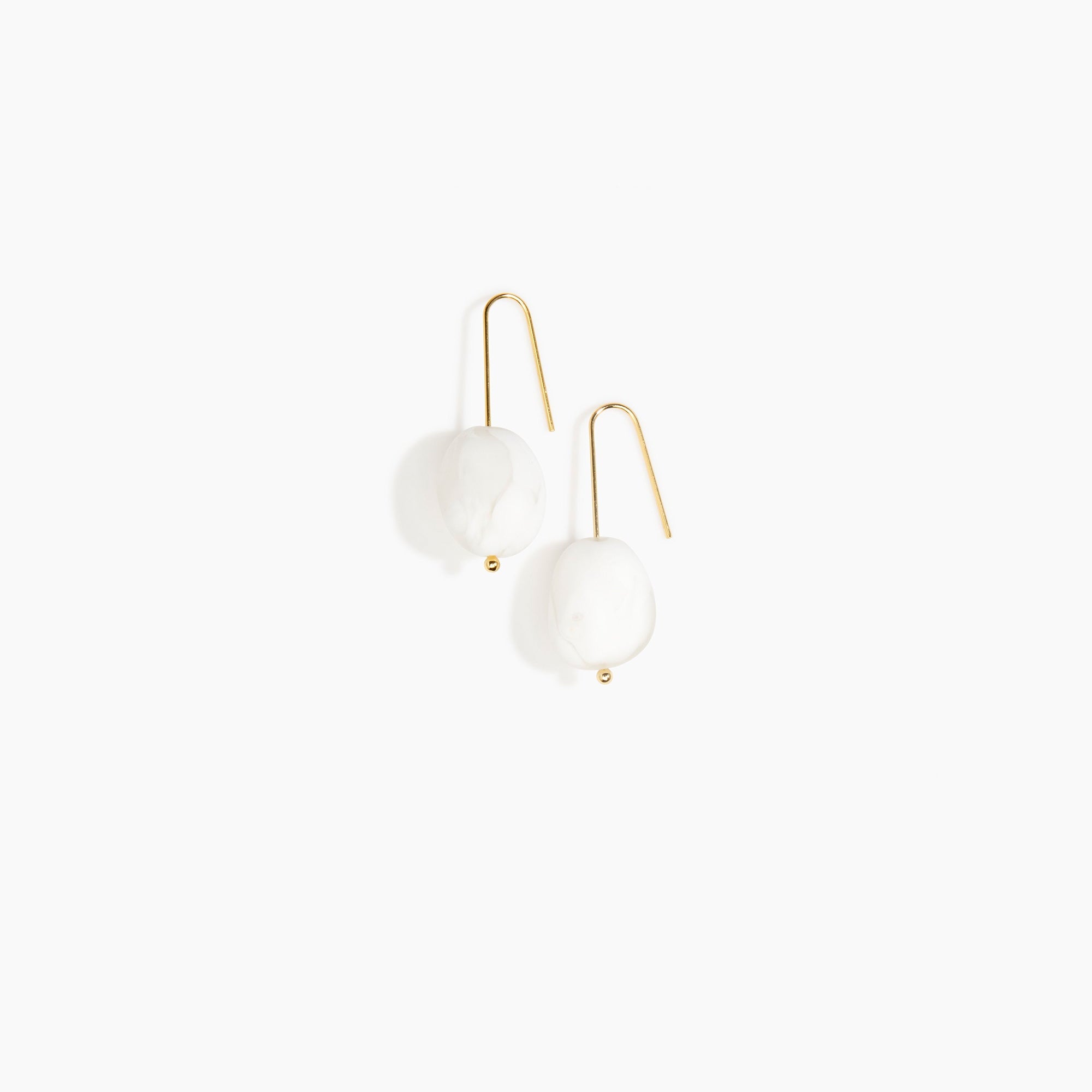 Dinosaur Designs Earth Wire Earrings in Snow Swirl Colour resin with Gold-Filled Material.