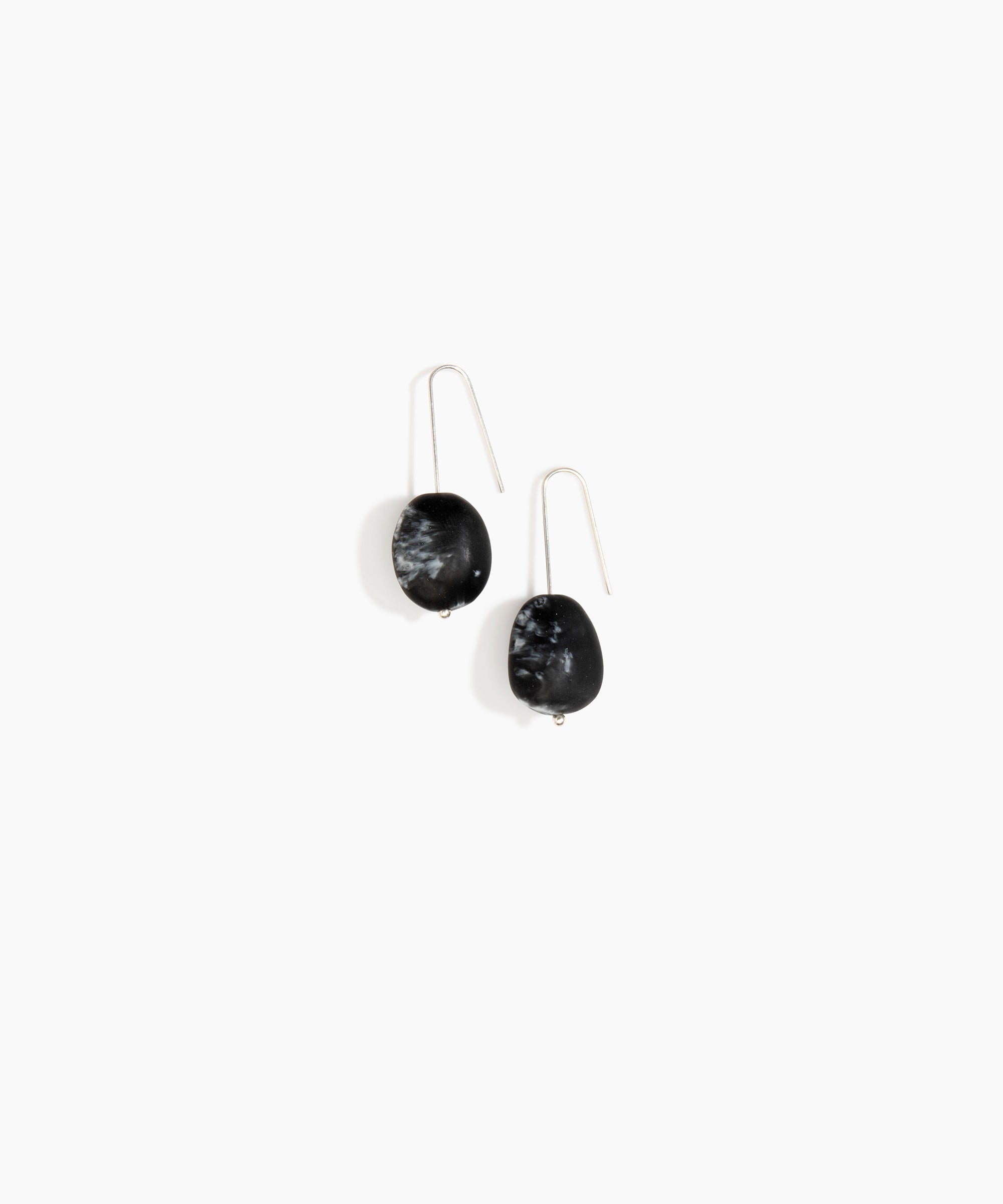 Dinosaur Designs Earth Wire Earrings in Black Marble Colour resin with 925 Sterling Silver Material