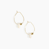 Dinosaur Designs Joie De Vivre Hoop Earrings in Chalk Swirl Colour resin with Gold-Filled Material