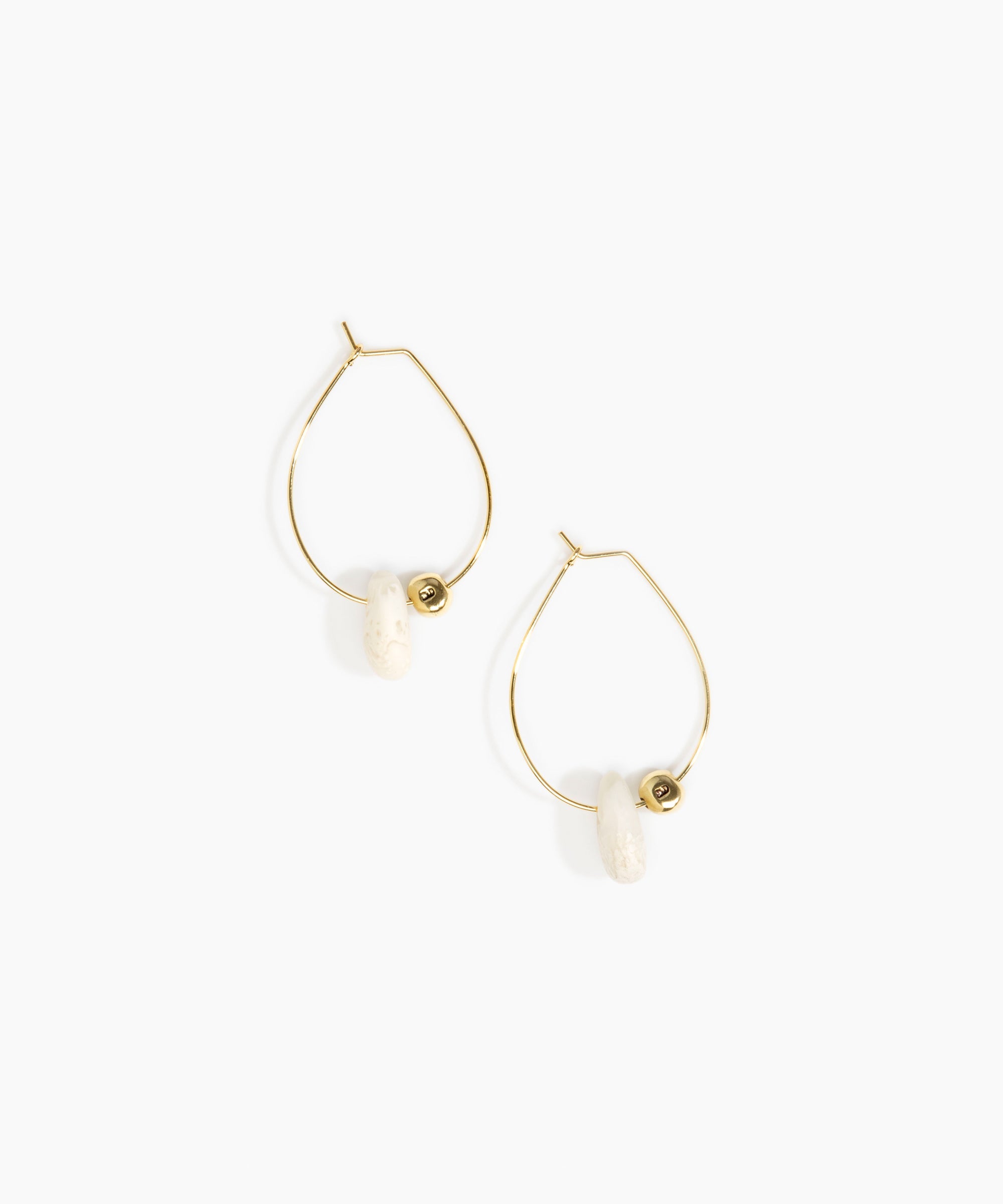 Dinosaur Designs Joie De Vivre Hoop Earrings in Chalk Swirl Colour resin with Gold-Filled Material..