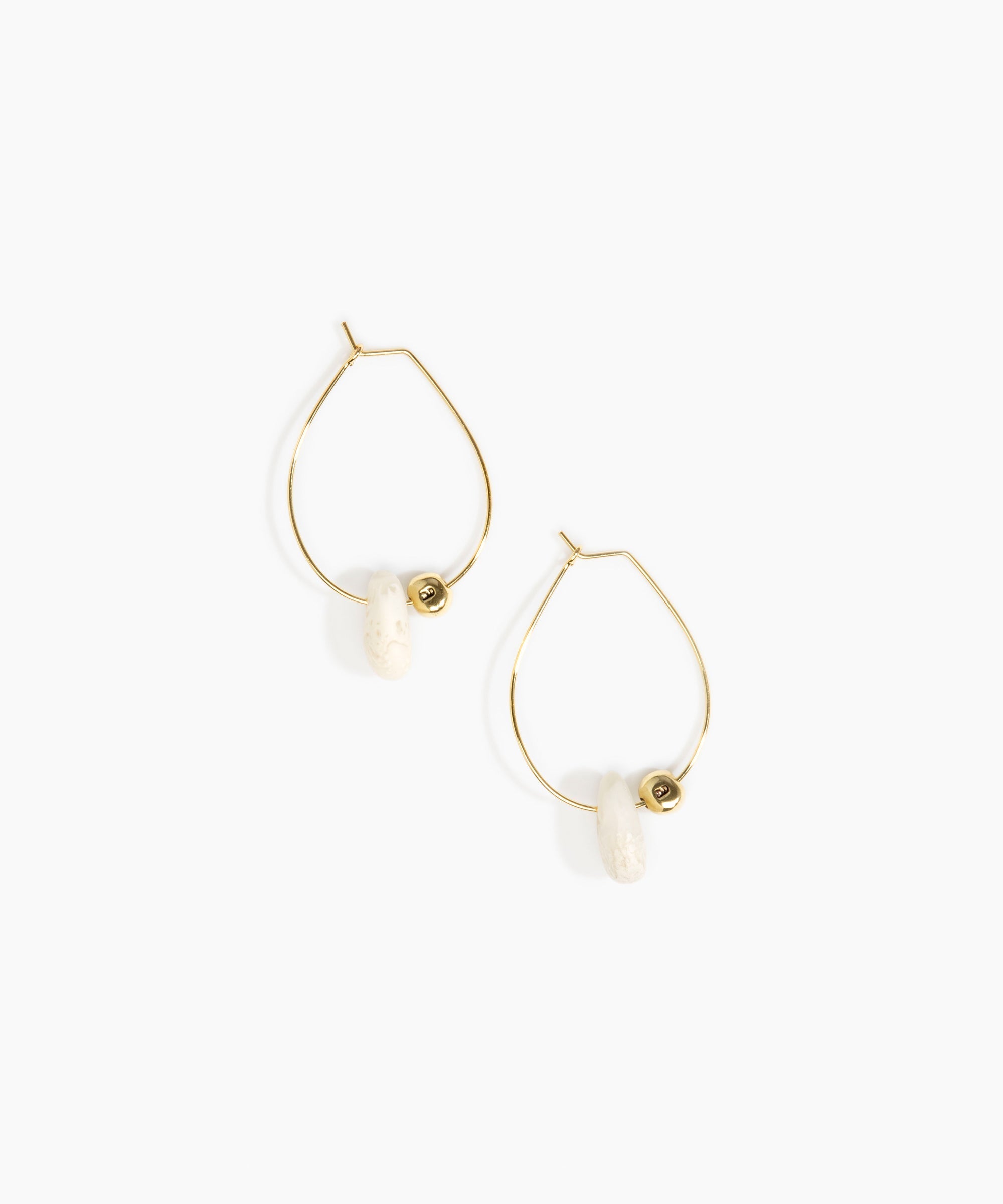 Dinosaur Designs Joie De Vivre Hoop Earrings in Chalk Swirl Colour resin with Gold-Filled Material