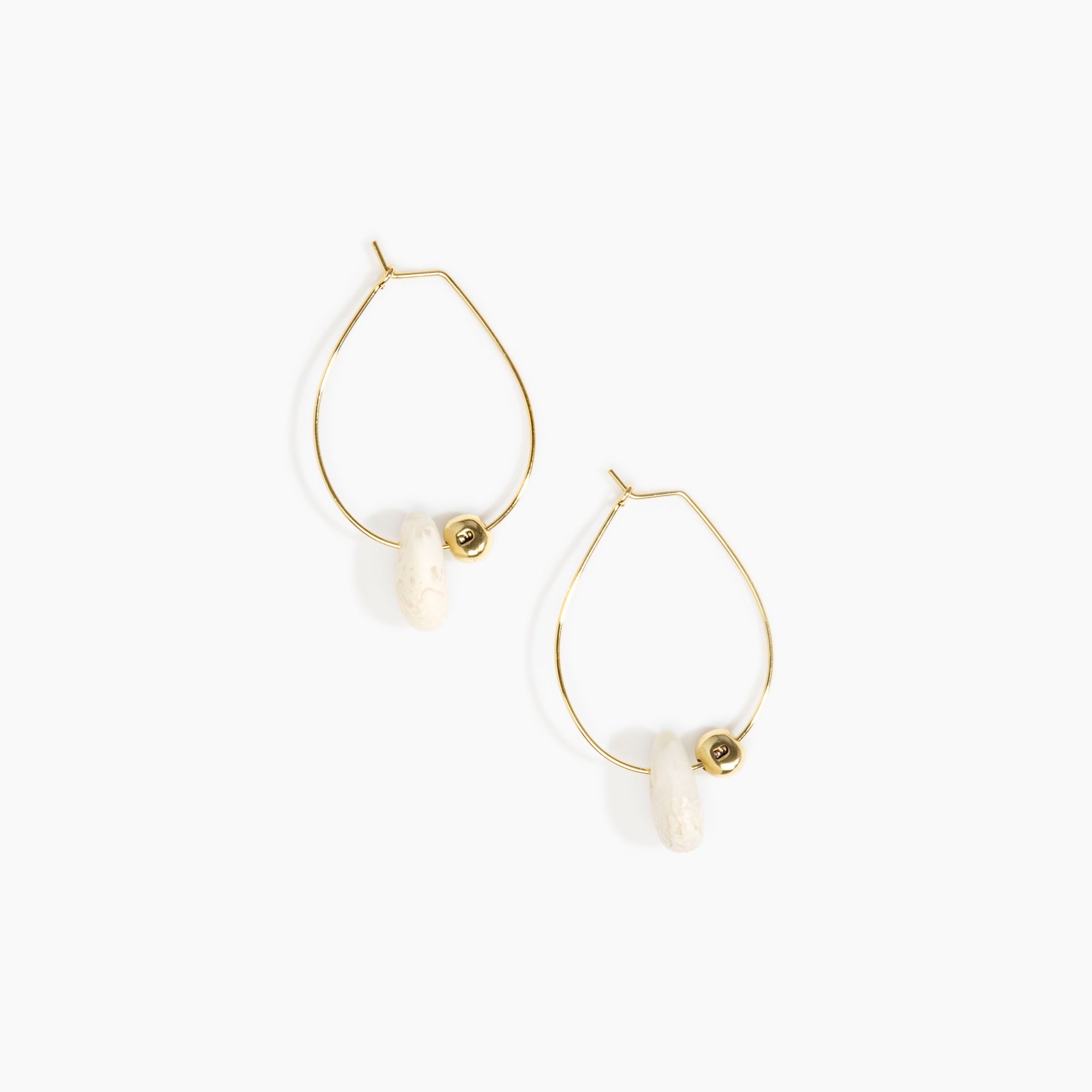Dinosaur Designs Joie De Vivre Hoop Earrings in Chalk Swirl Colour resin with Gold-Filled Material.