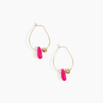 Dinosaur Designs Joie De Vivre Hoop Earrings in Flamingo Colour resin with Gold-Filled Material