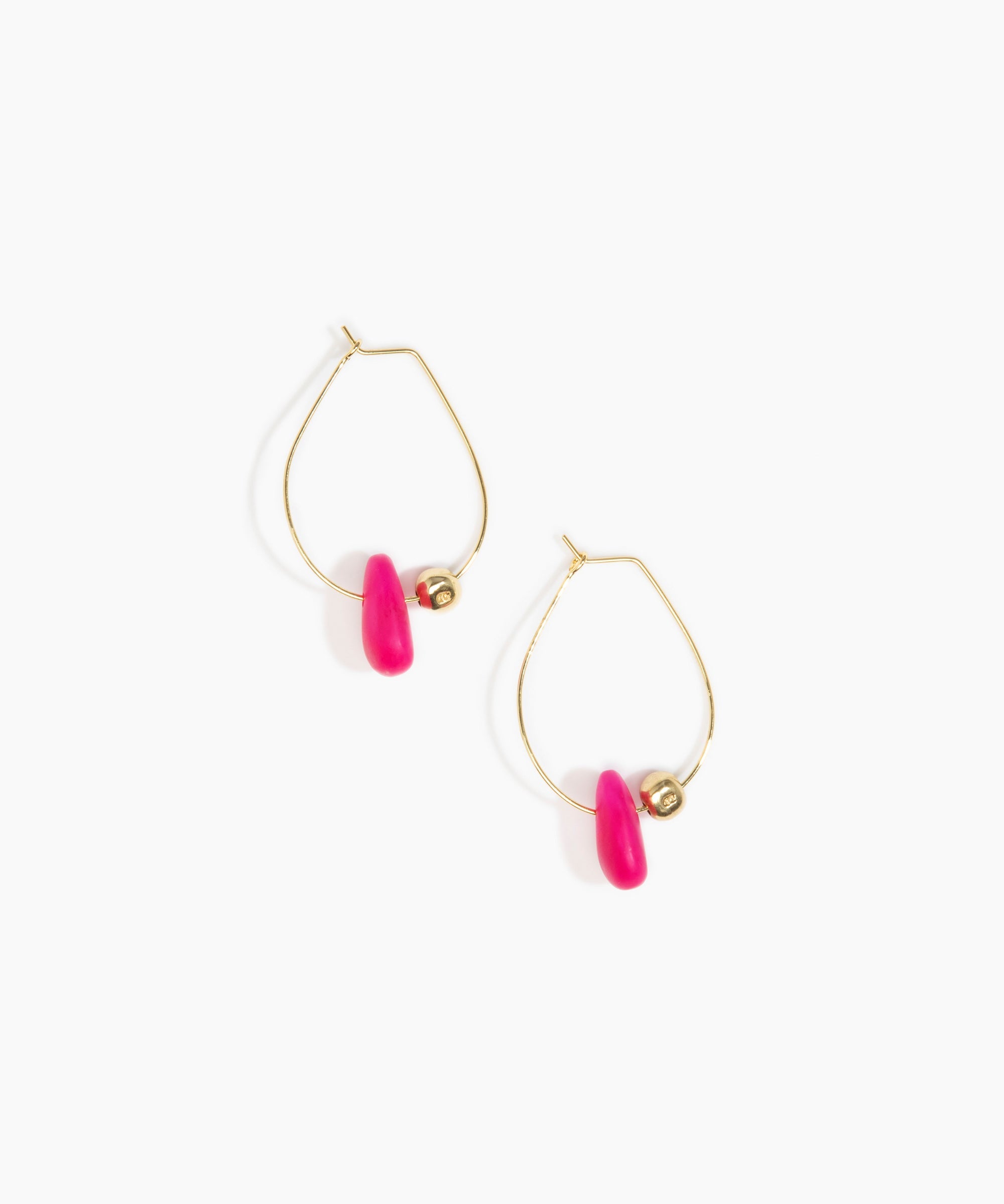 Dinosaur Designs Joie De Vivre Hoop Earrings in Flamingo Colour resin with Gold-Filled Material