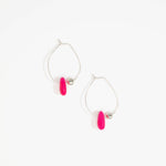 Dinosaur Designs Joie De Vivre Hoop Earrings in Flamingo Colour resin with 925 Sterling Silver Material.