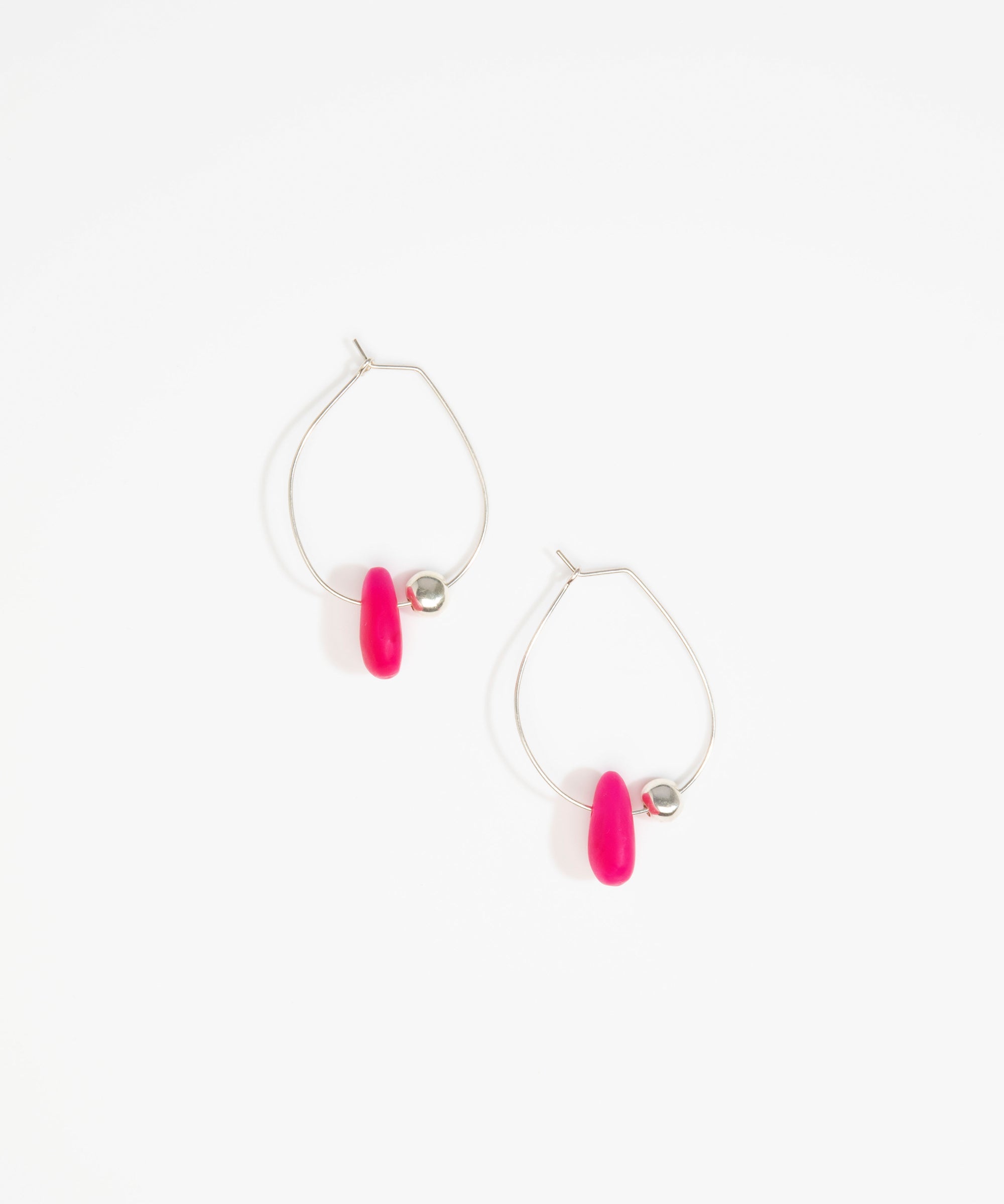 Dinosaur Designs Joie De Vivre Hoop Earrings in Flamingo Colour resin with 925 Sterling Silver Material