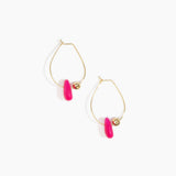 Dinosaur Designs Joie De Vivre Hoop Earrings in Flamingo Colour resin with Gold-Filled Material