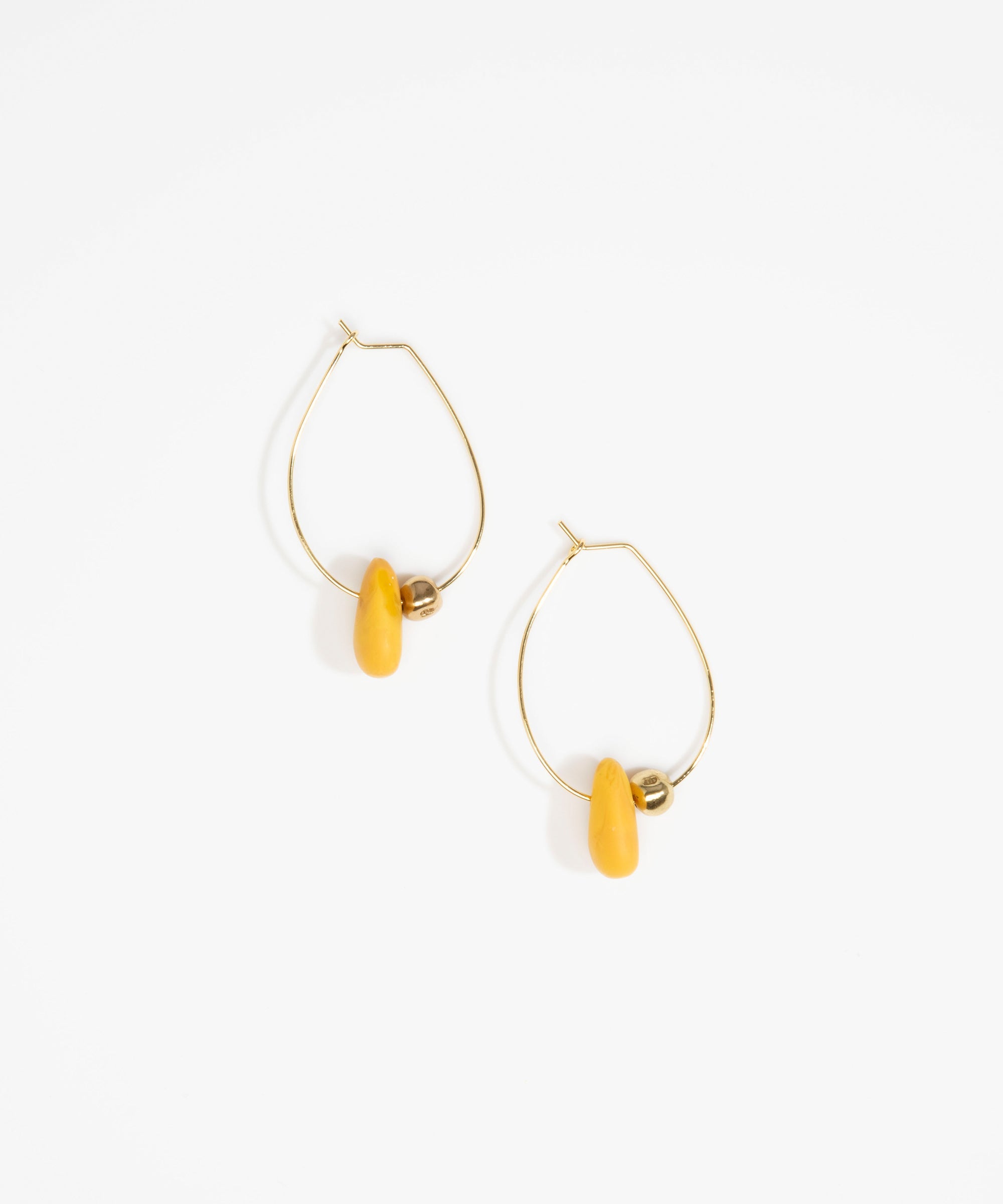 Dinosaur Designs Joie De Vivre Hoop Earrings in Honeycomb Colour resin with Gold-Filled Material..